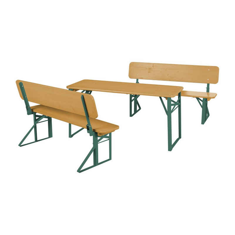roba® Garten-Kindersitzgruppe Kinderparty-Garnitur mit Lehne, Kindersitzgruppe klappbar, 2 Bänke + 1 Tisch