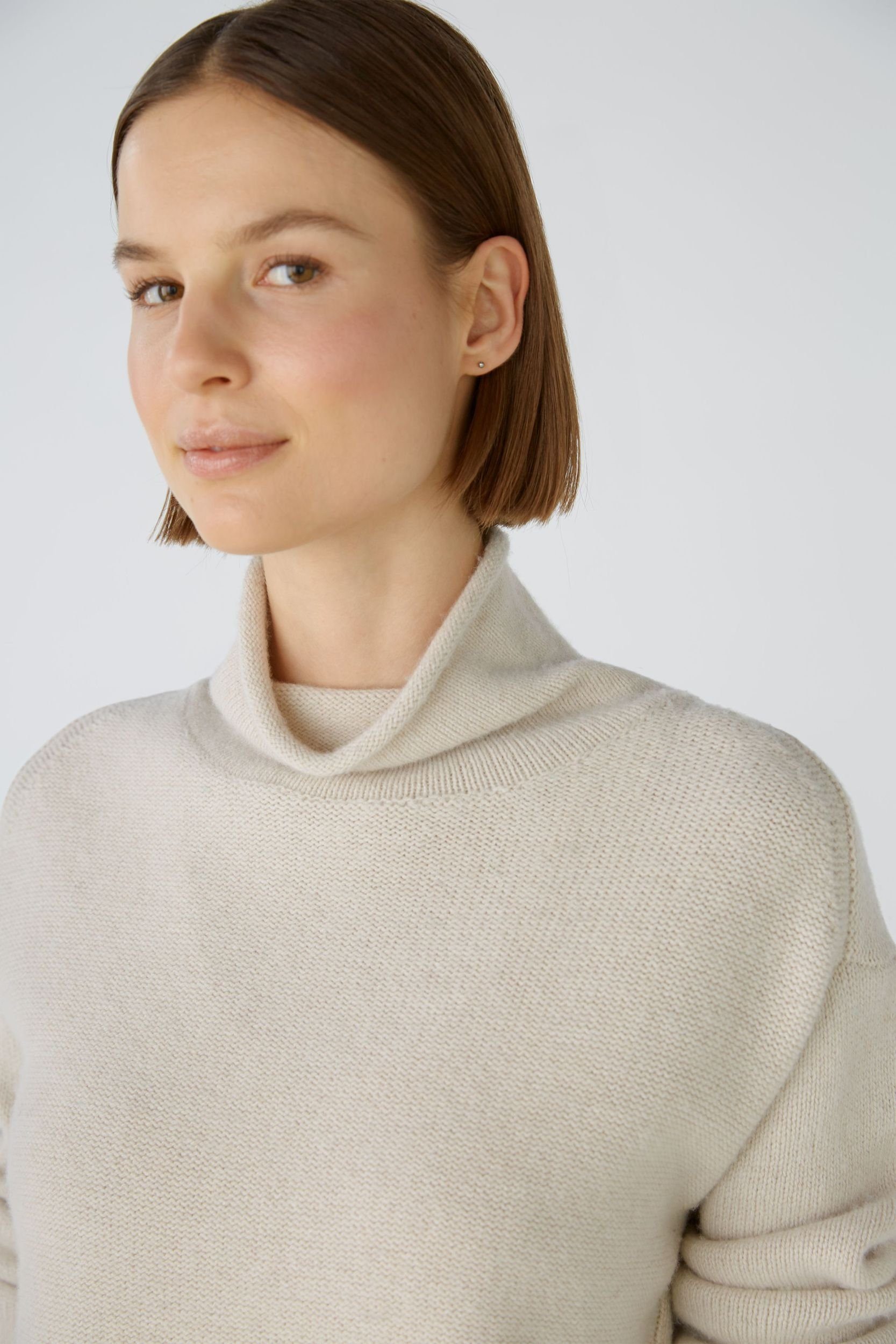 Pullover Wollmischung beige Rollkragenpullover Oui light mel