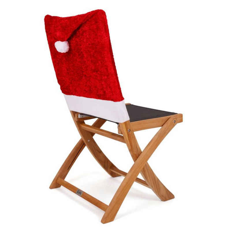 Stuhlhusse, Haushalt International, 4er-Set - Stuhlüberzug für Weihnachten - Samt - 51 x 71 cm - Rot/Weiß