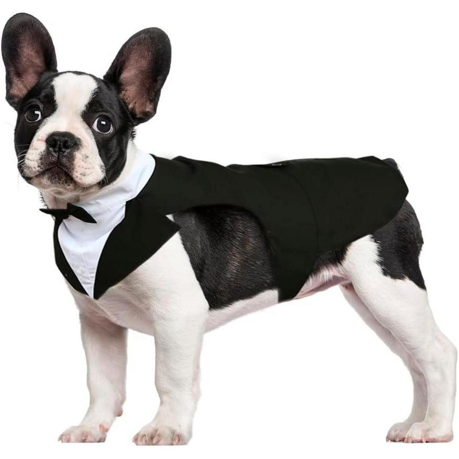 Kuoser Hundefliege Hund Smoking Anzug Bandana Set Hochzeit Halloween Party S-XXL Schwarz