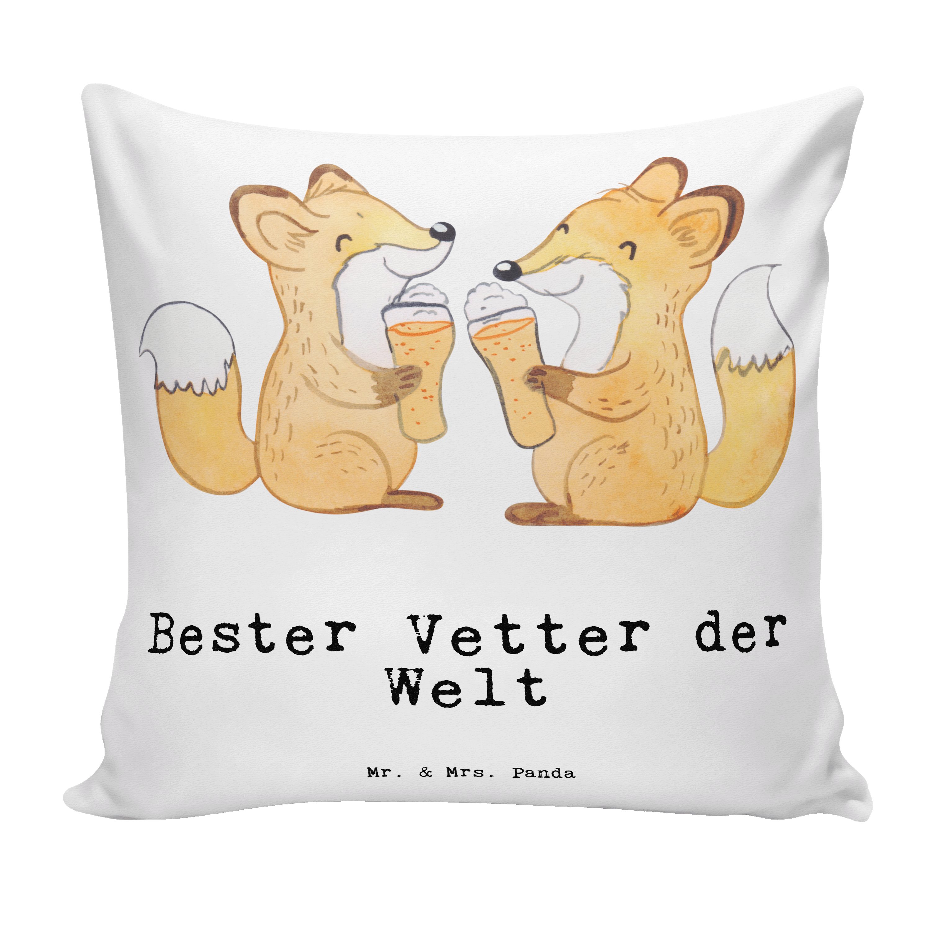 Mr. & Mrs. Panda Dekokissen Fuchs Bester Vetter der Welt - Weiß - Geschenk, Geburtstag, Cousine