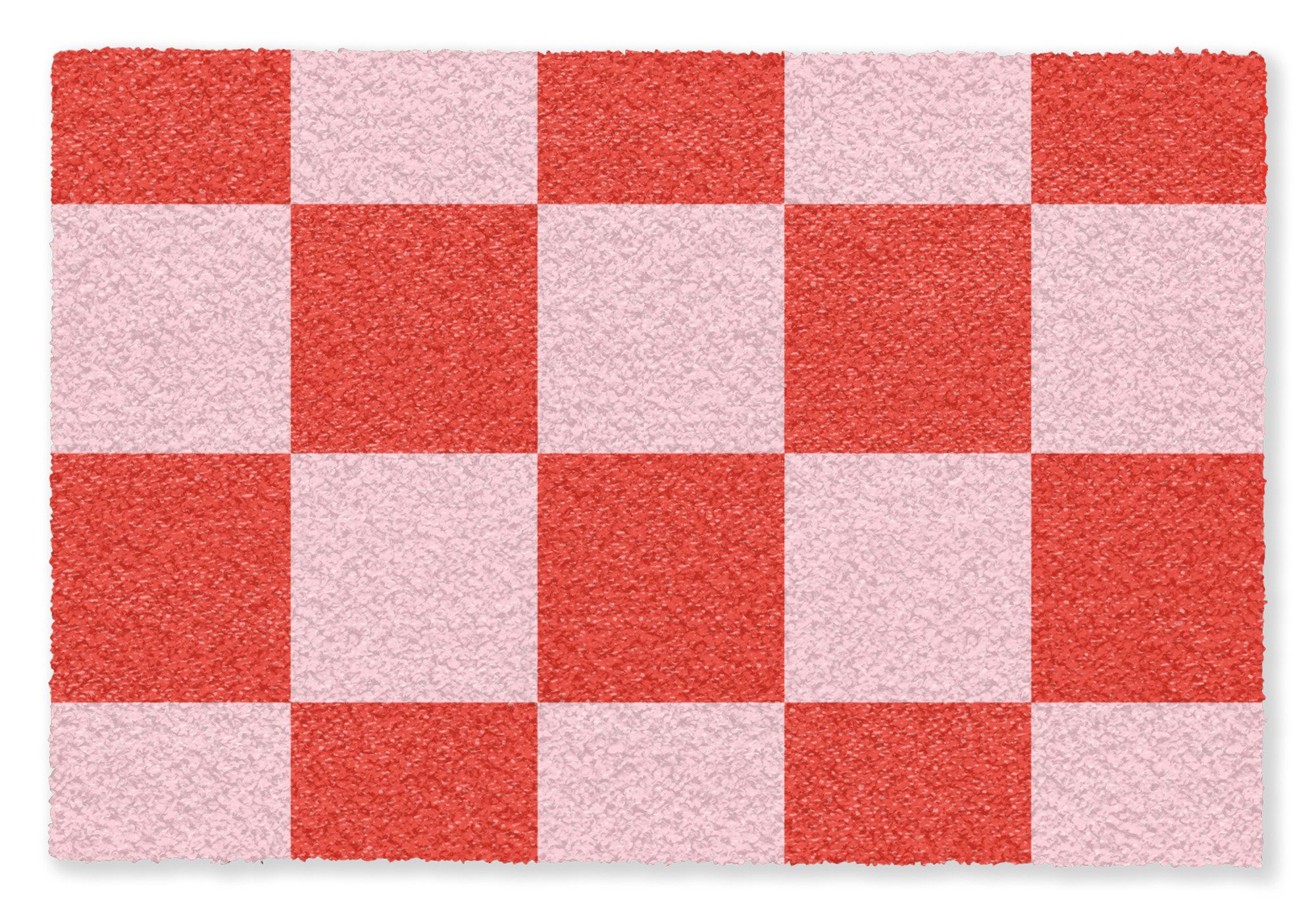 MuchoWow Fußmatte Schachbrettmuster - Rot - Rosa - Würfel, Rechteckig, innen Schmutzfangmatte, Tür, Schmutzfänger Flur, Teppich, 60x40 cm