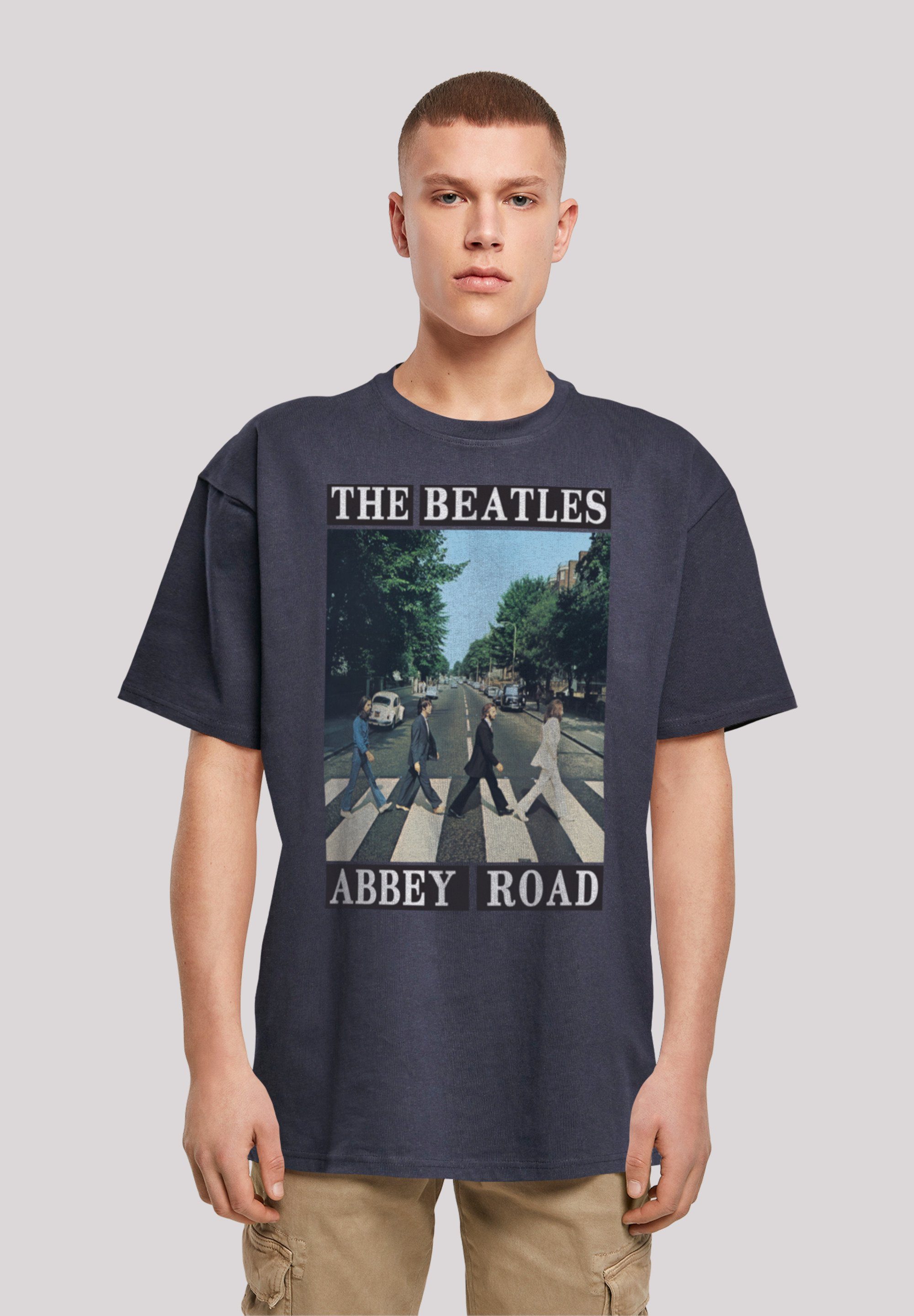 navy Print The Abbey Beatles Band T-Shirt Road F4NT4STIC