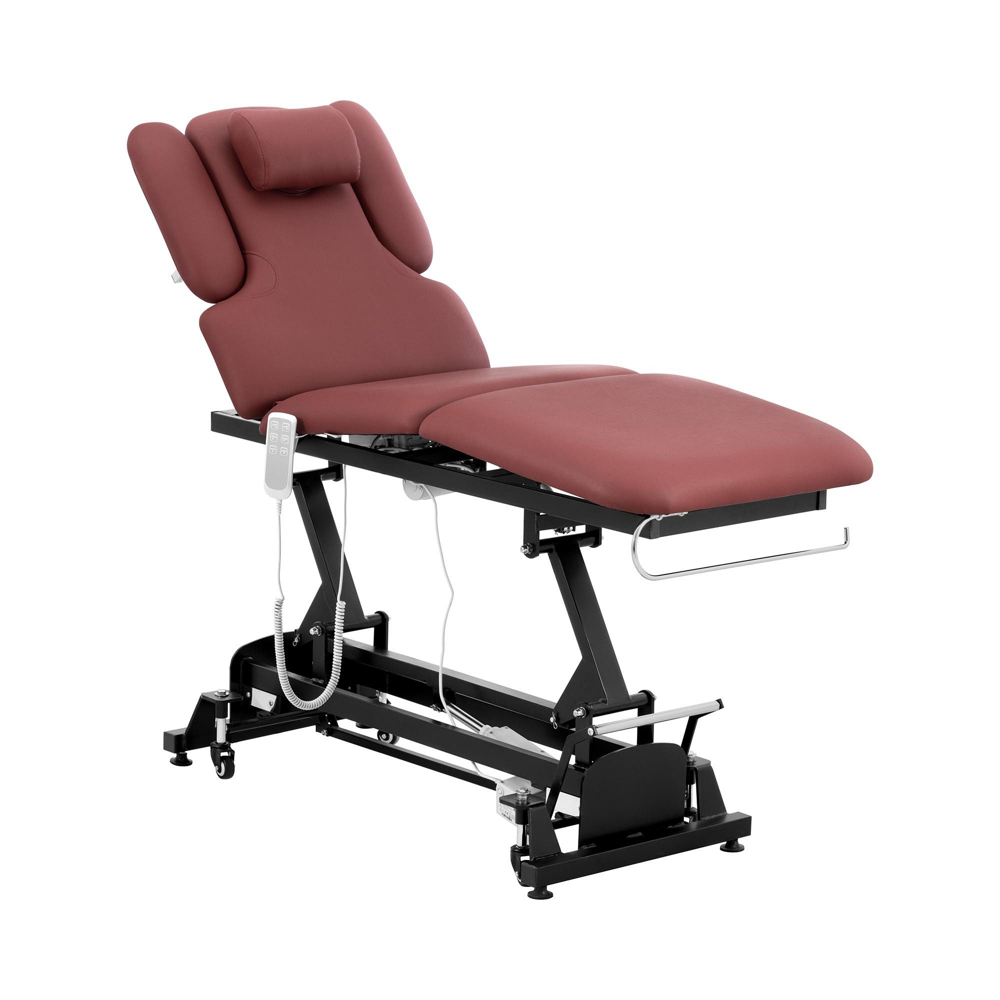 Physa Massageliege Massagetisch Massagebank Klappbar Elektrisch 4 Räder 200 kg Bordeaux, Schwarz, Weinrot