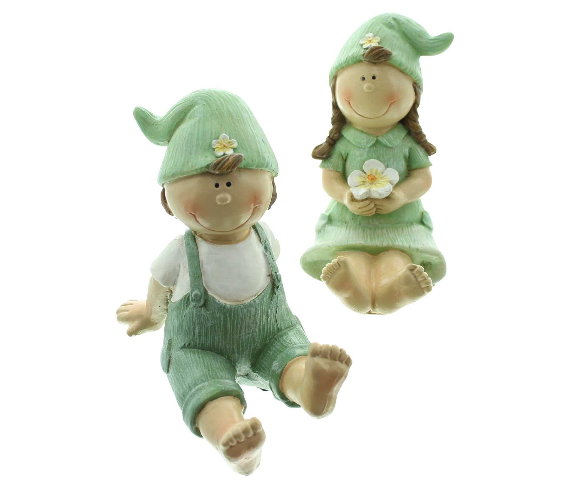 Dekoleidenschaft Dekofigur "Frühling" Junge und Mädchen, Gartendeko wetterfest für Draußen, Figur (2 St., im Set), Gartenfigur aus Polyresin, Figurenset