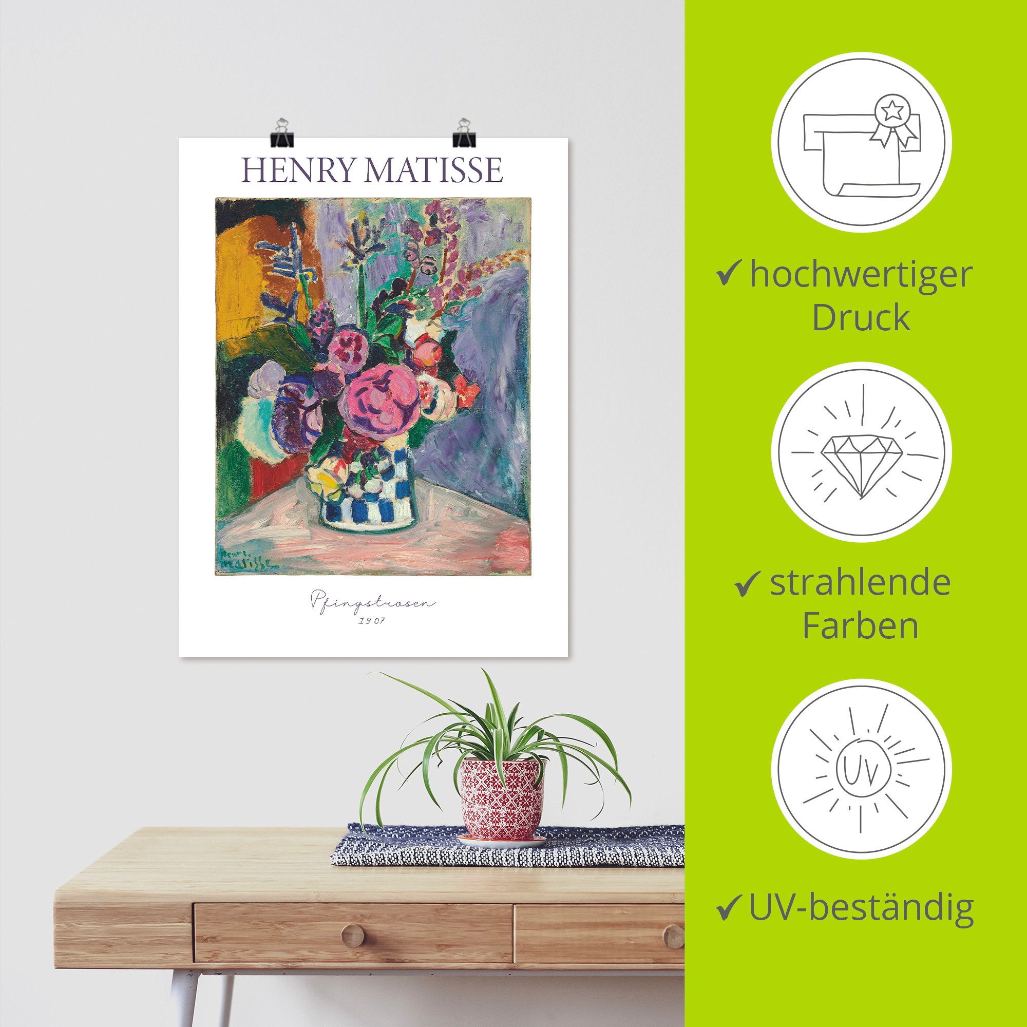 Artland Wandbild Pfingstrosen. 1907, Arrangements (1 St), als Alubild, Leinwandbild, Poster, Wandaufkleber in verschied. Größen