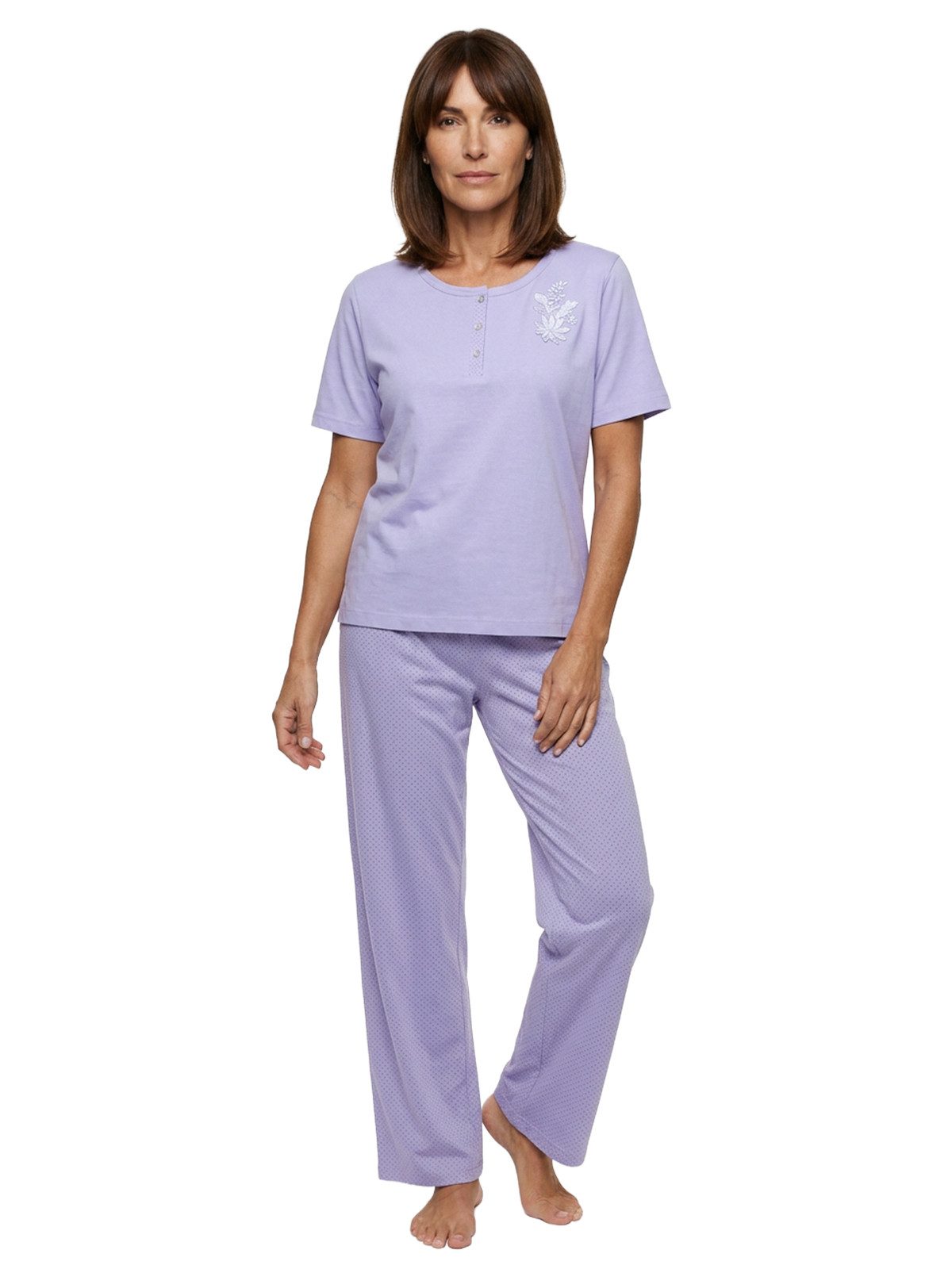 zeitlos Pyjama Pyjama Set Kurzarm - Uni Punkte günstig online kaufen