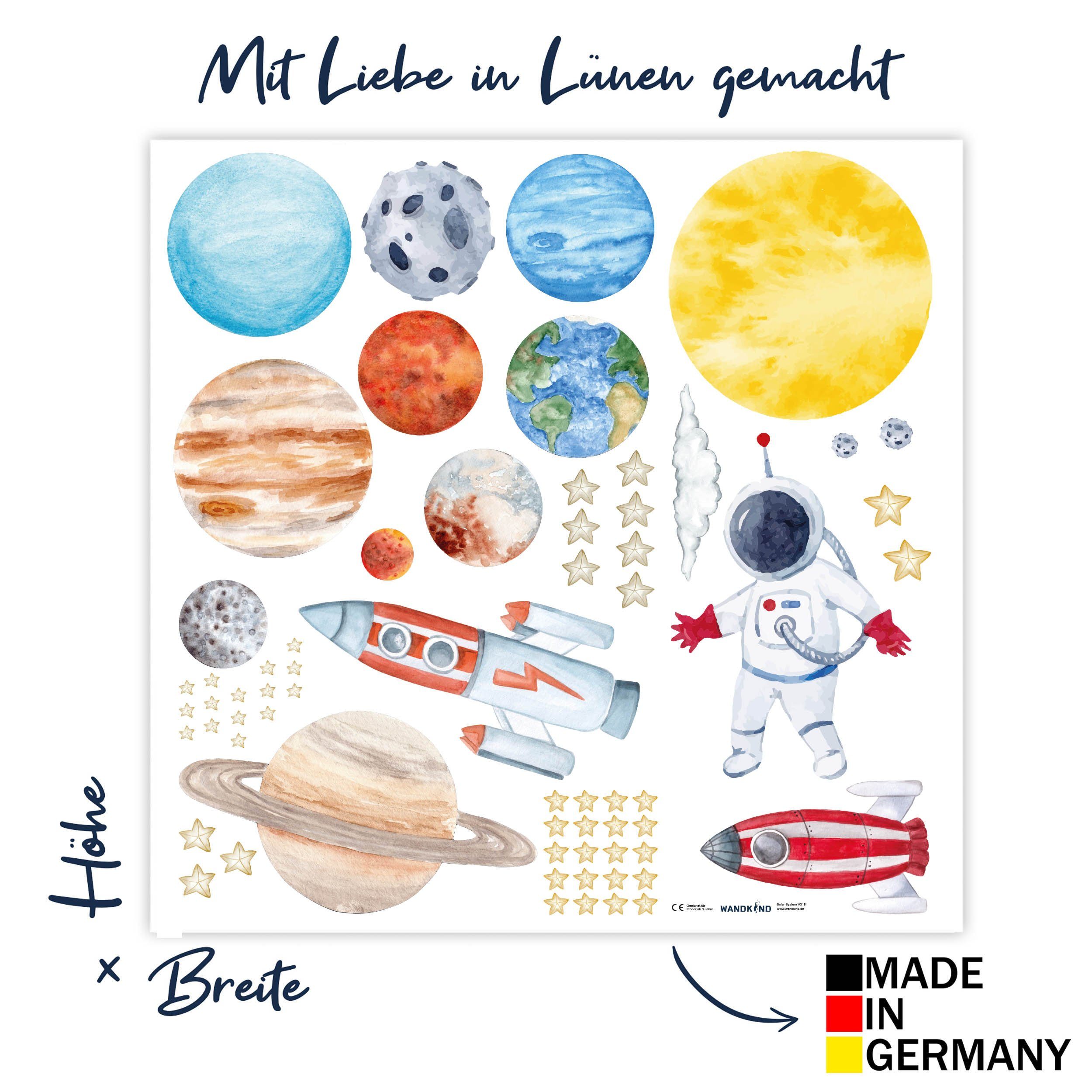 WANDKIND Wandtattoo Sonnensystem V315 Astronaut Planeten (Solar System), rü günstig online kaufen