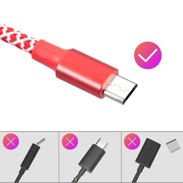 Elegear Micro USB Kabel 2M, Ladekabel Datenkabel, Nylon Micro USB für Android USB-Kabel, Rot weiß