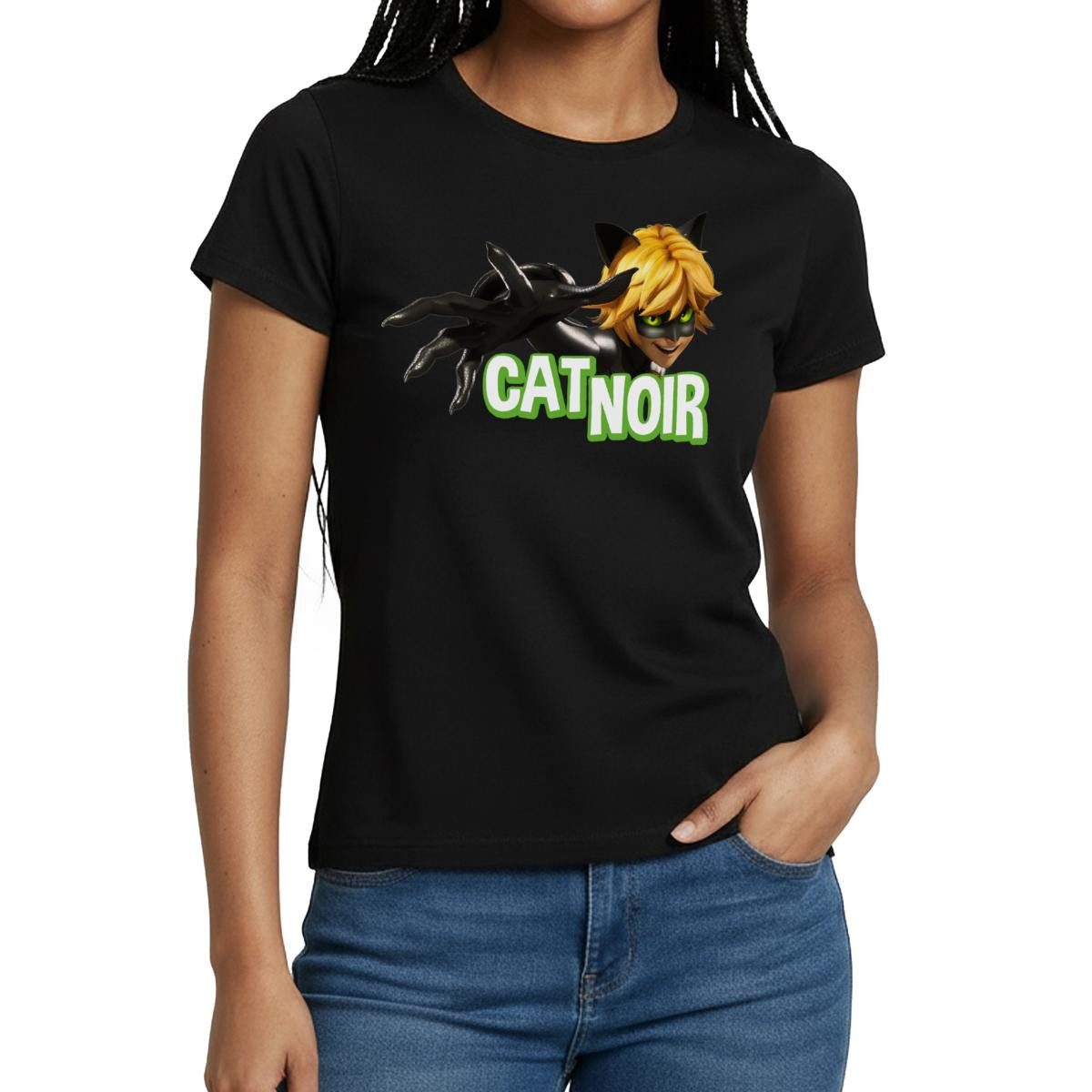 Spreadshirt T-Shirt Miraculous Cat Noir Adrien Frauen T-Shirt (1-tlg) Slim Fit, fällt klein aus