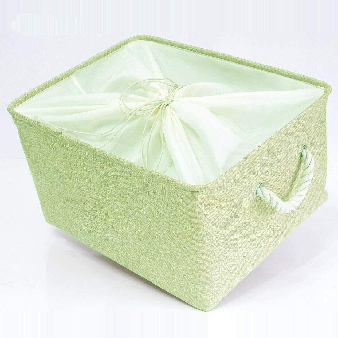 Liszton Aufbewahrungstasche Aufbewahrungskorb mit Griffen, groß mit Kordelzug 2 Stück (Grün)
