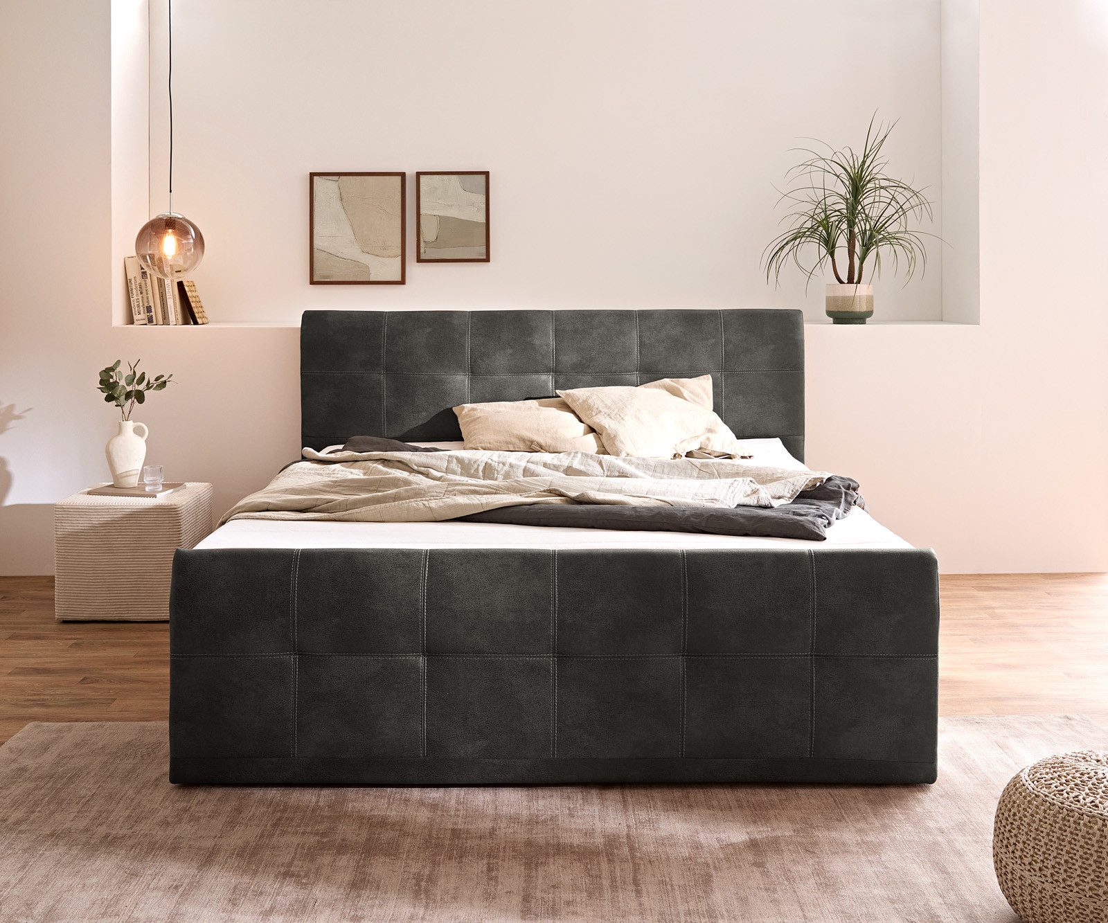 DELIFE Boxspringbett Amarillo, Anthrazit 180x200 Matratze günstig online kaufen