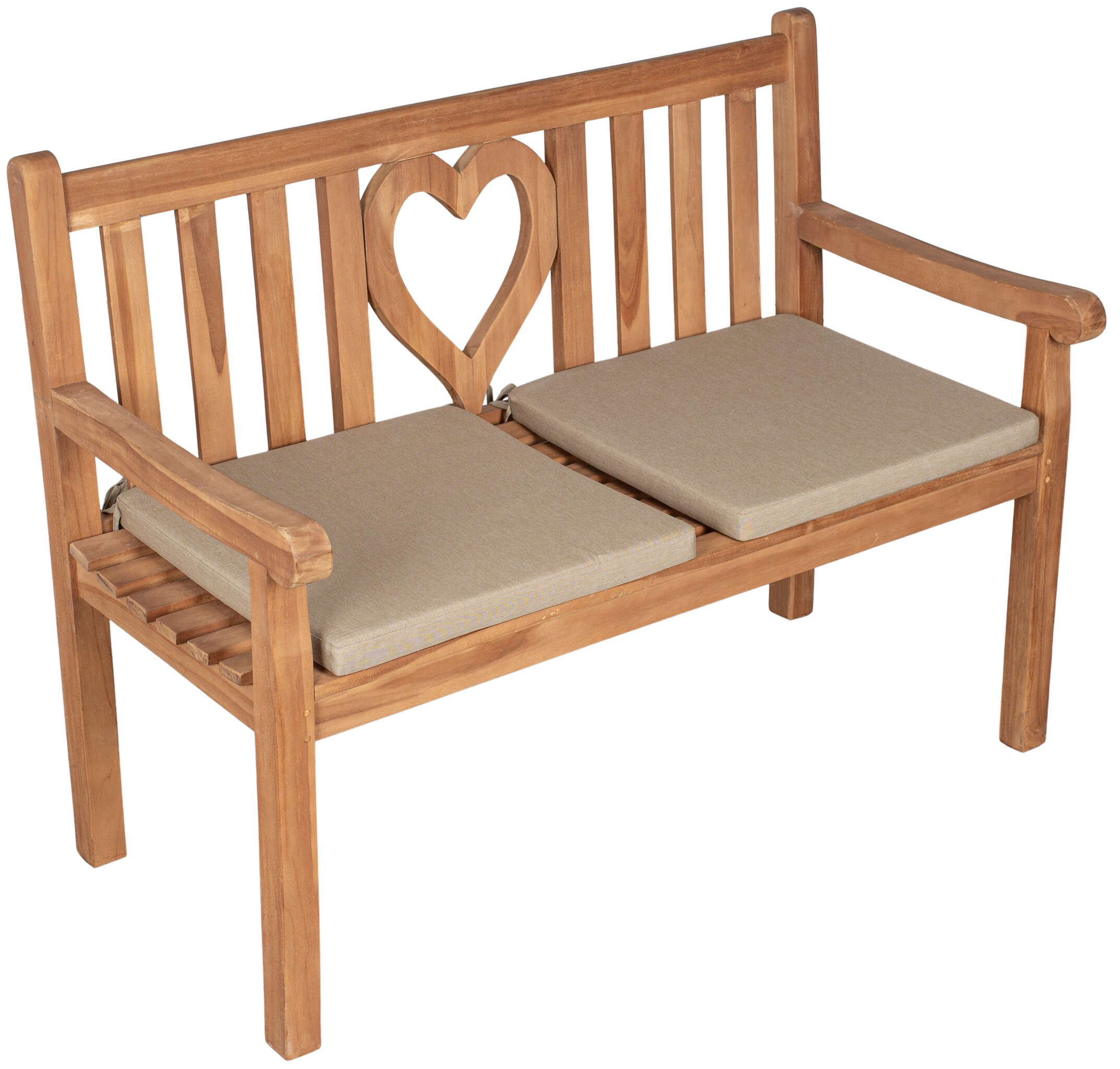 MR.DEKO Sitzkissen 2er Set 50x50 cm Beige Gartenstuhl Bank Outdoor mit Band, Komfortables Outdoor Sitzkissen zum festbinden