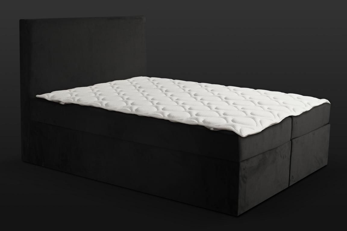 Xlmoebel Polsterbett Elegantes schwarzes Doppelbett aus Stoff für stilvolles Schlafzimmer (Doppelbett, 1-tlg., Bett), Hergestellt in Europa