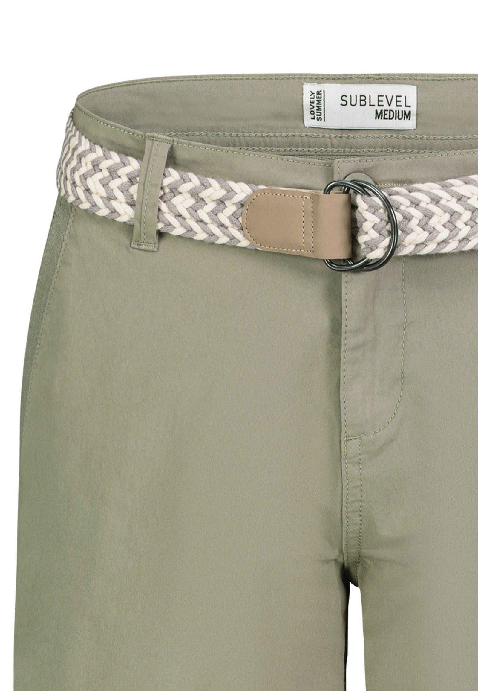 SUBLEVEL Bermudas Mit Gürtel, aufgeschlagener Saum, knopfbare Gesäßtaschen für Damen Baumwolle Normal Fit Einfarbig atmungsaktiv Reißverschluss