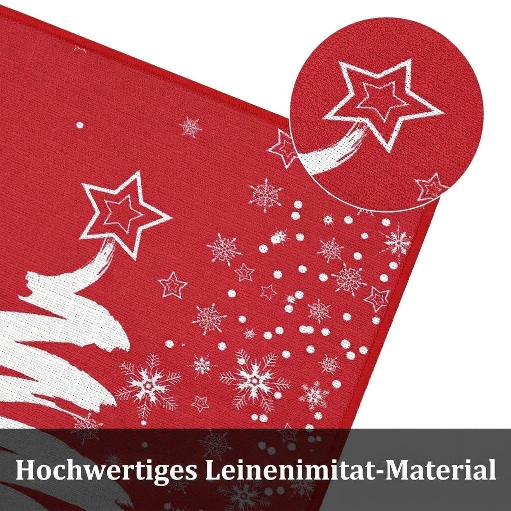 GarveeMore Küchenläufer 2‑tlg Weihnachts‑Küchenteppich‑Set 40×60+40×120cm, Weihnachtsmotiv, rutschfester Gummirücken, Polyester‑Gewebe für Küche & Eingang – Bild 5 von 5