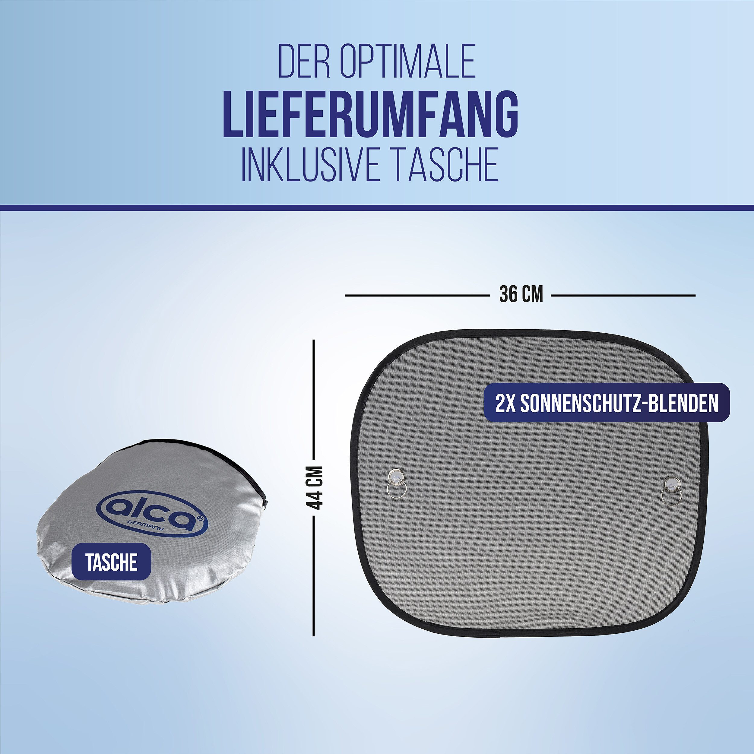 alca Autosonnenschutz Auto-Sonnenschutz 44x36 cm 2er Set UV Schutz Saugnapf Befestigung, 36 x 0.5 cm, (2-St) – Bild 3 von 5