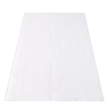 Teppich Unicolor - Einfarbig, HomebyHome, Rund, Höhe: 25 mm, Teppich Wohnzimmer Einfarbig Creme Kunstfell Plüsch Shaggy Waschbar