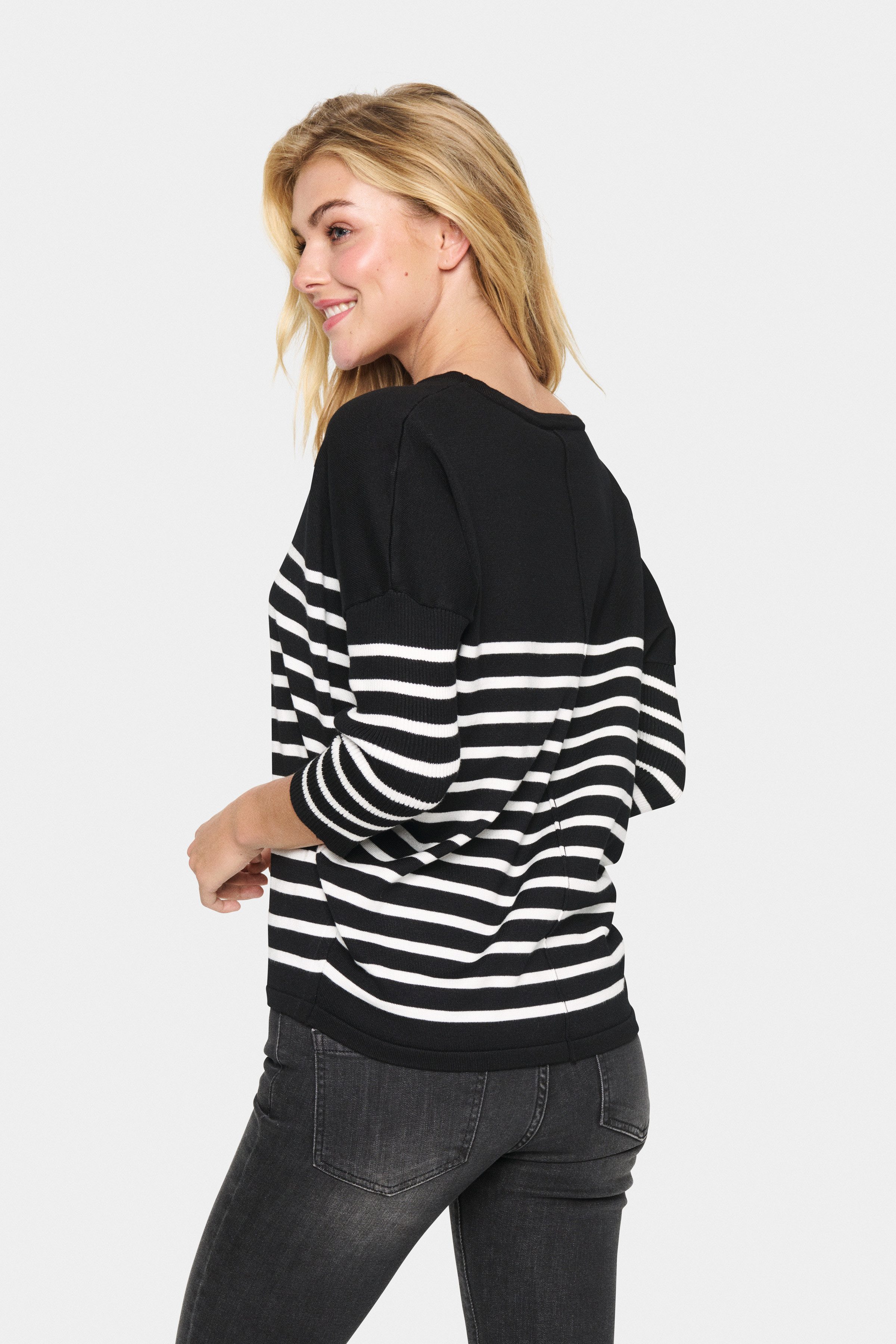 Saint Tropez Strickpullover MilaSZ R-neck Stripe Oversize Fit, Feinstrick, günstig online kaufen