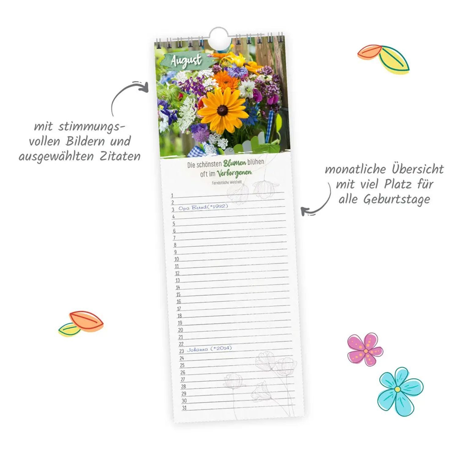 Trötsch Verlag Wandkalender Trötsch Wandkalender Geburtstagskalender mit ausgewählten Sprüchen
