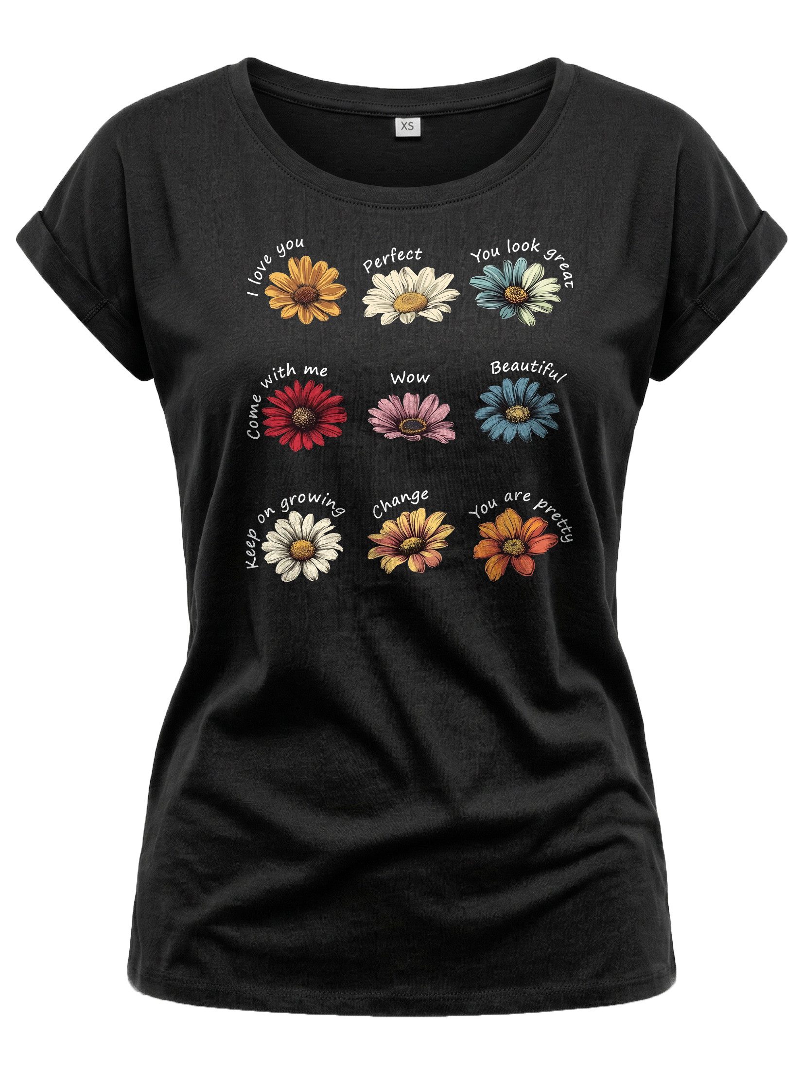 Kurzarmshirt mit Blumenprint Hippie Flower Power Outfit Blumenshirt Sommer Top
