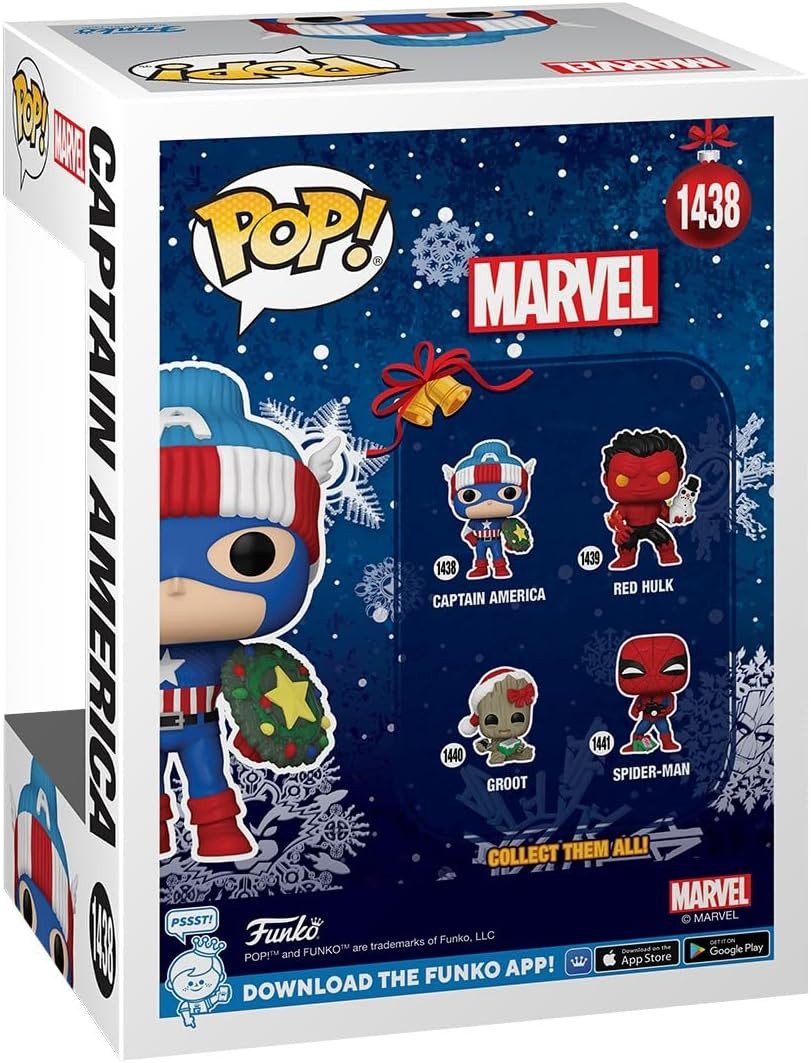 Funko Actionfigur Marvel POP! Vinyl Figur Holiday Capt. America 9 cm, (1-tlg), coole Vinyl-Figur