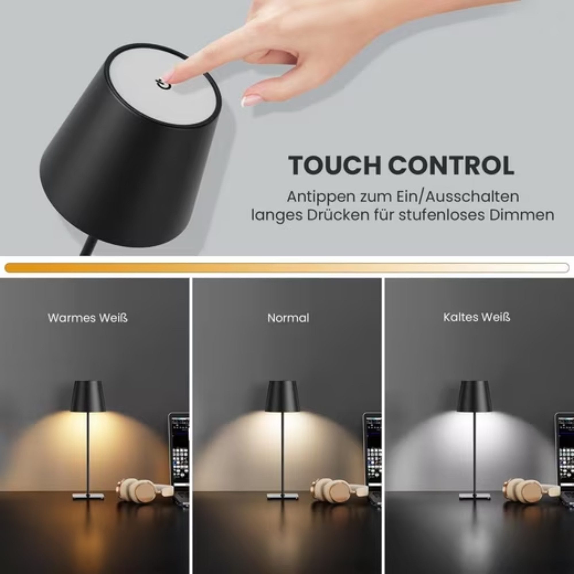 Vivitar LED Tischleuchte mit 3 Farbtemperaturen -Wiederaufladbar,Touch-Dimm günstig online kaufen