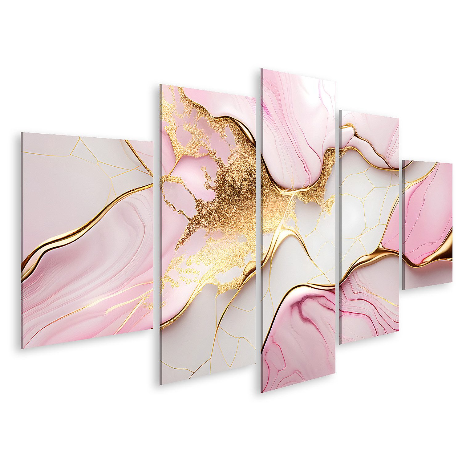 islandburner Leinwandbild Rosa Gold Marmor Abstrakter günstig online kaufen