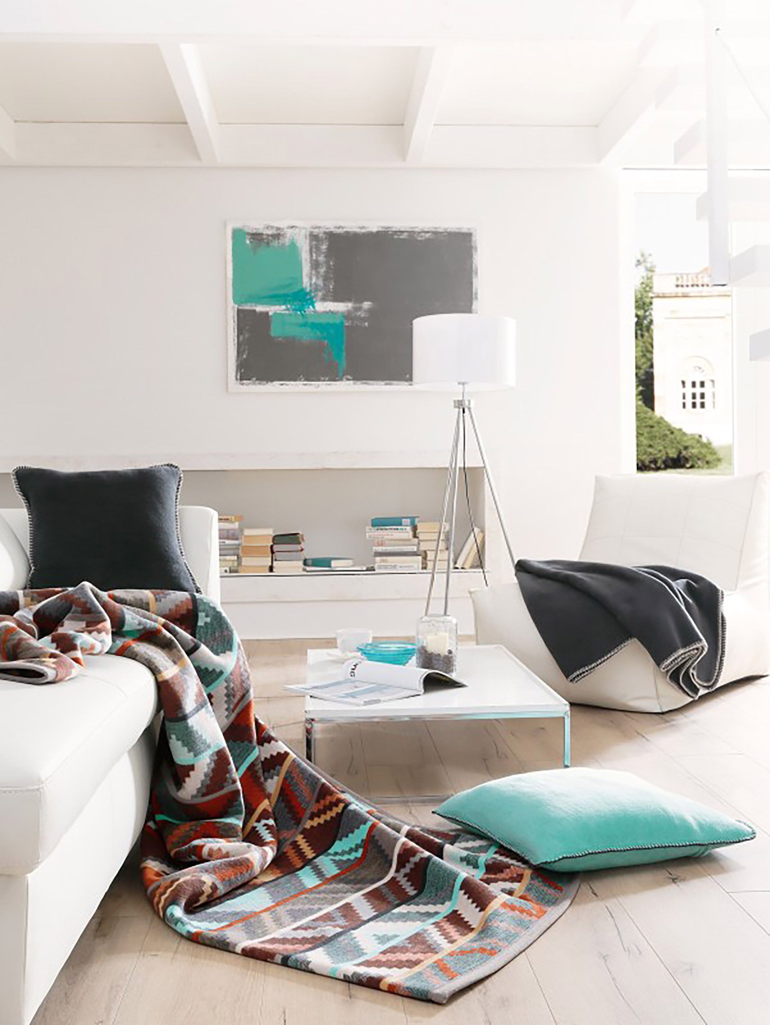 Wohndecke Ethno Prisma, Ethno-Kuscheldecke in 150x200 cm, Biederlack, Decke aus Baumwollmischgewebe, Made in Germany