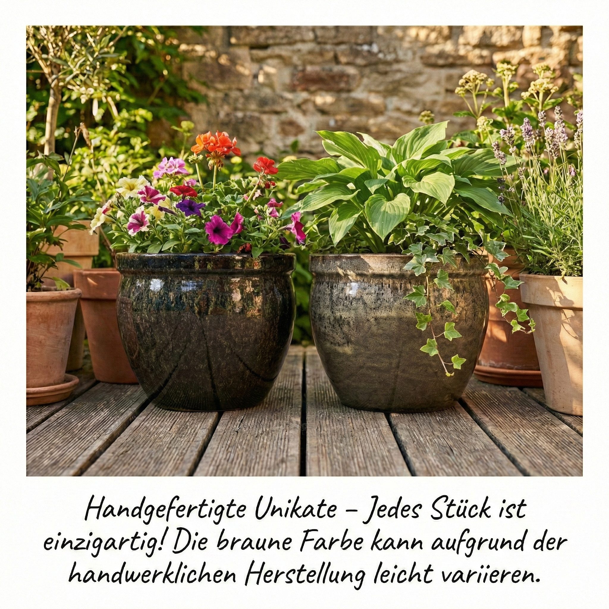 Teramico Blumentopf Pflanzgefäß "Tall" Braun – Ø 21 bis 37 cm (1 St), Frostfest, UV-Fest – Bild 4 von 5