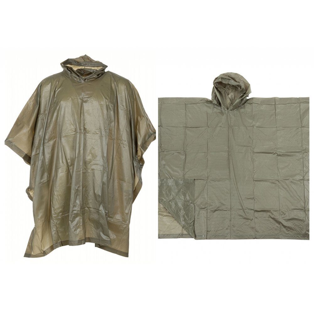 MFH Regenponcho Poncho, Vinyl, oliv, Gr. 200 x 127 cm, 0,12 mm mit Kapuze