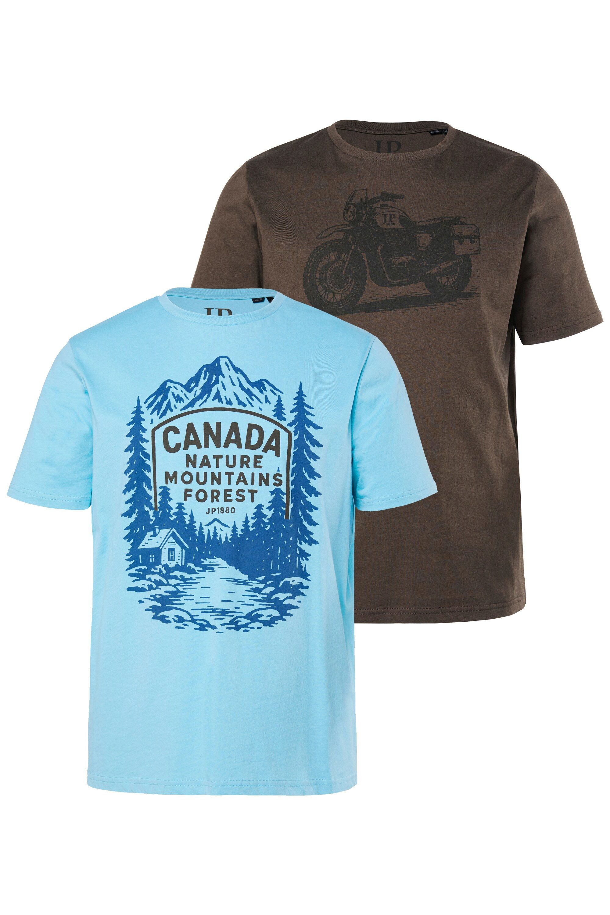 T-Shirt T-Shirts 2er-Pack Halbarm Brust-Print