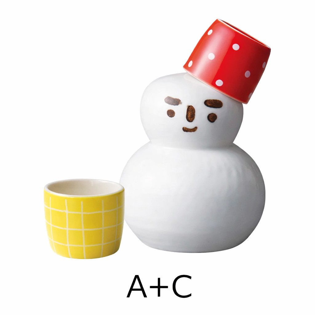 Ogura Ceramics Schnapsglas Made in Japan Snowman Sake Set fur 2