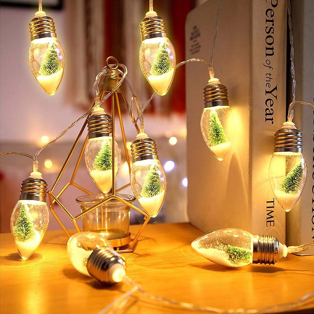 Sunicol LED-Lichterkette 1.5m/3m Schneekugel Weihnachtsbaum Party Wasserdicht, Innen, Fenster Gartenbeleuchtung Dekolicht Lichter, Batterie, IP44 Außen