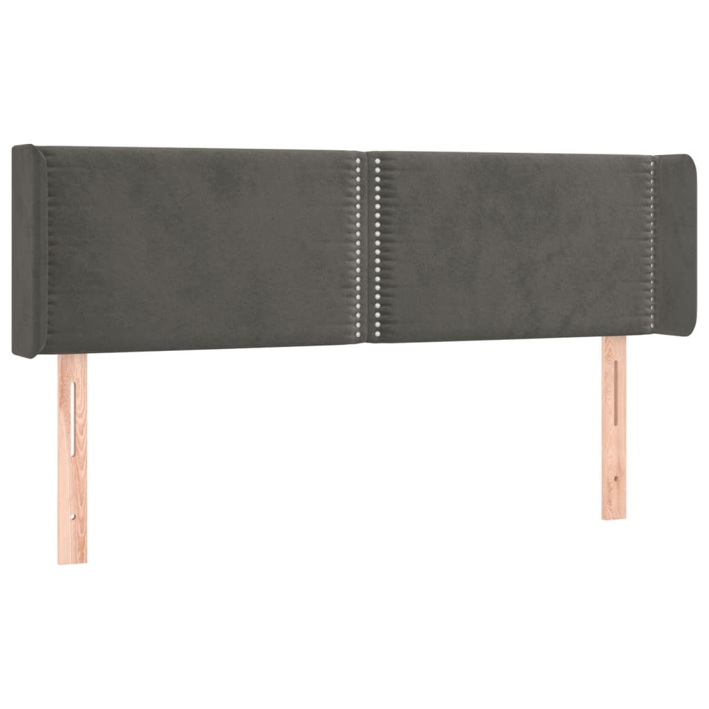 Bett Kopfteil mit Ohren Dunkelgrau 147x16x78/88 cm Samt