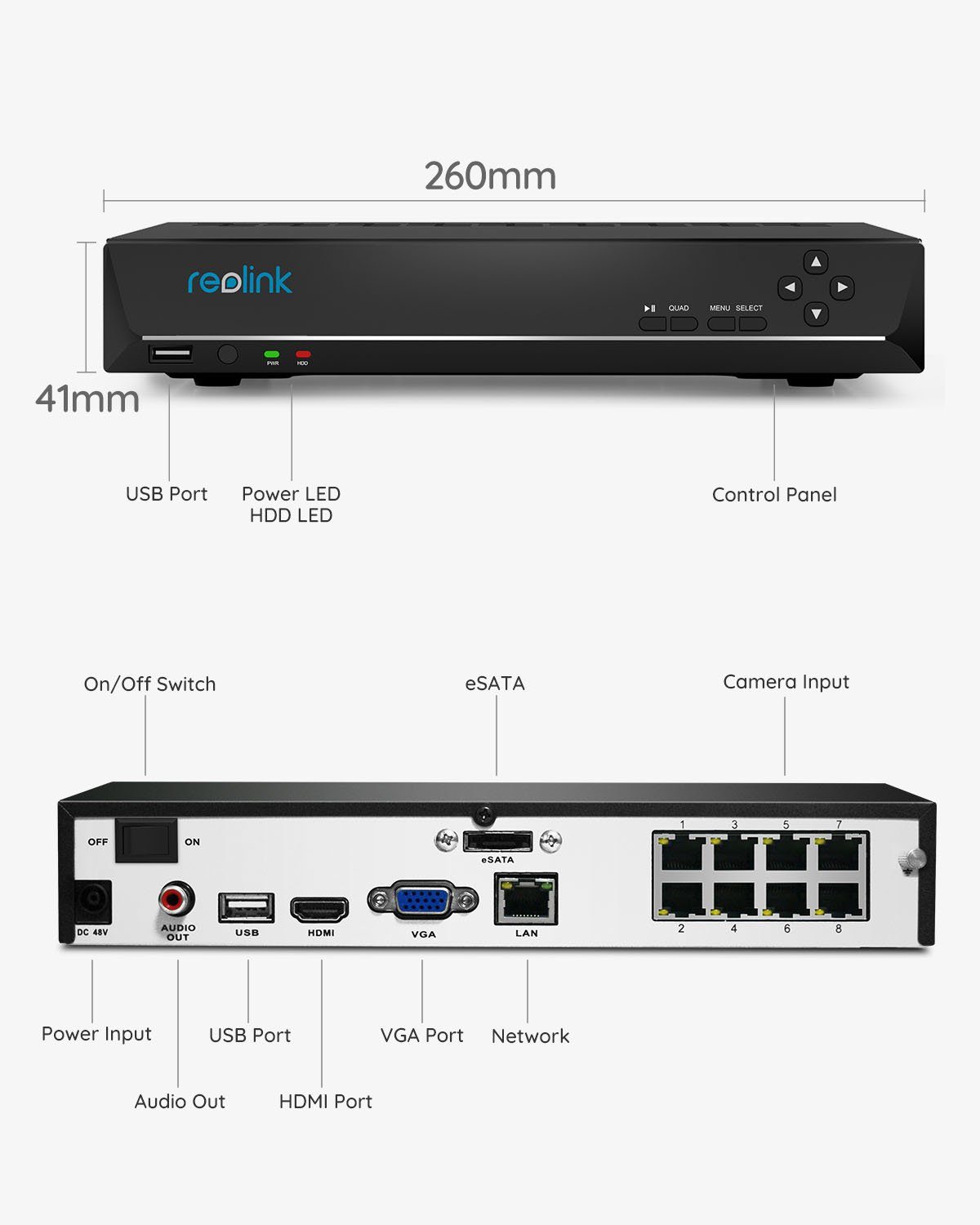 Reolink Überwachungskamera 4K Überwachungskamera Set RLK8-800B4-A (Aussen, 8CH 2TB HDD NVR,4X PoE IP Kamera,Personener-&Fahrzeugerkennung)