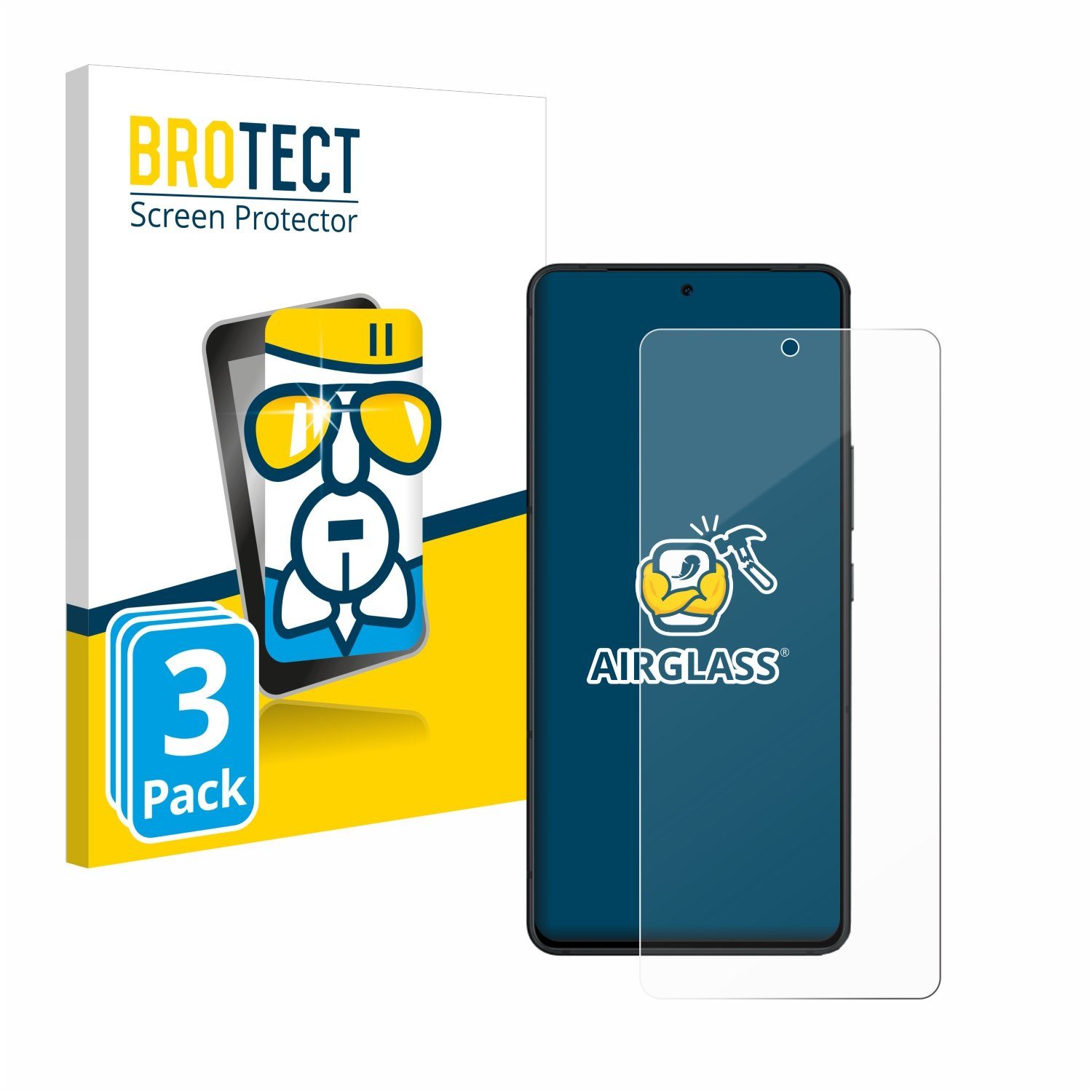 BROTECT Displayschutzglas Folie für ASUS ROG Phone 8 Pro, 3 Stück, Schutzfolie Glas Panzer Display Schutz klar