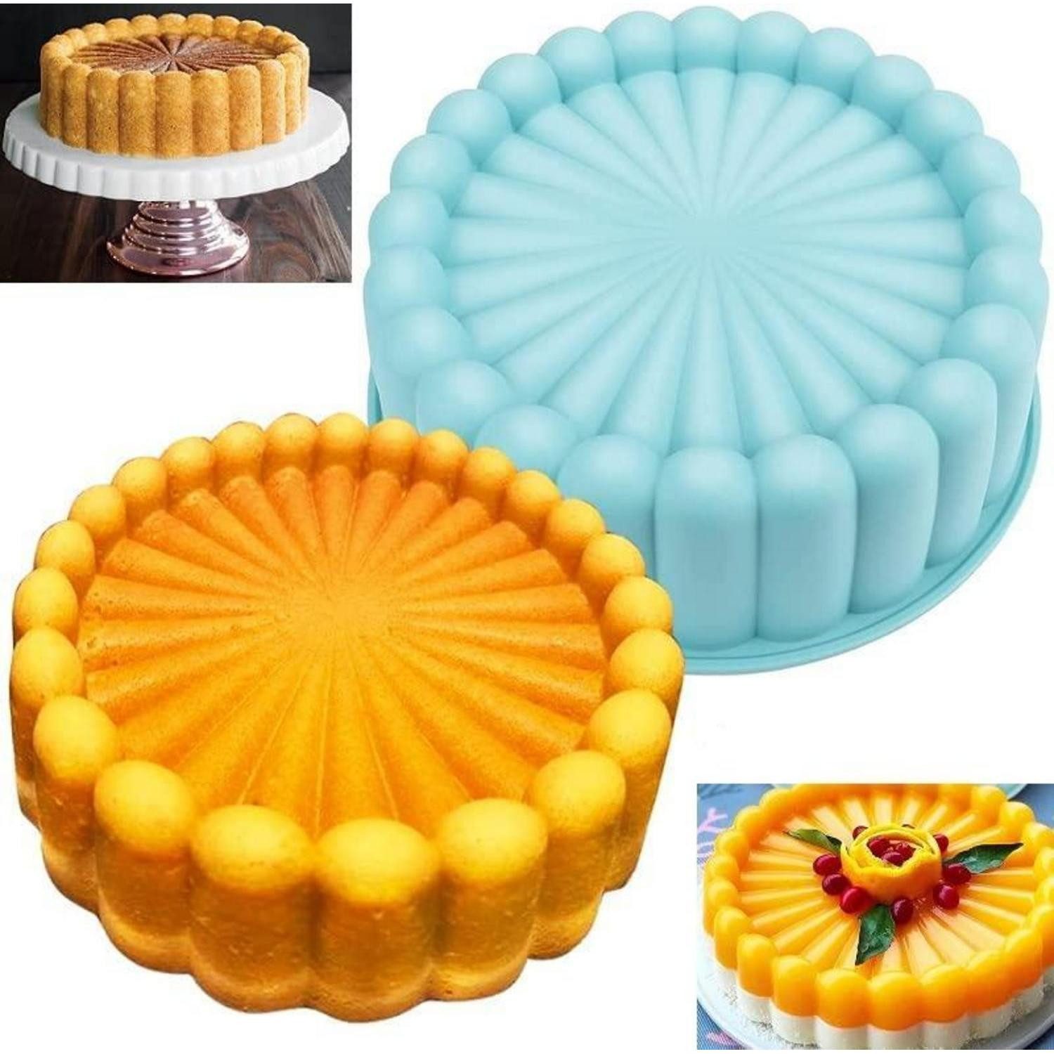 LuxusKollektion Silikonform Backform Silikon Blumen-Kuchenform rund, (1-tlg)