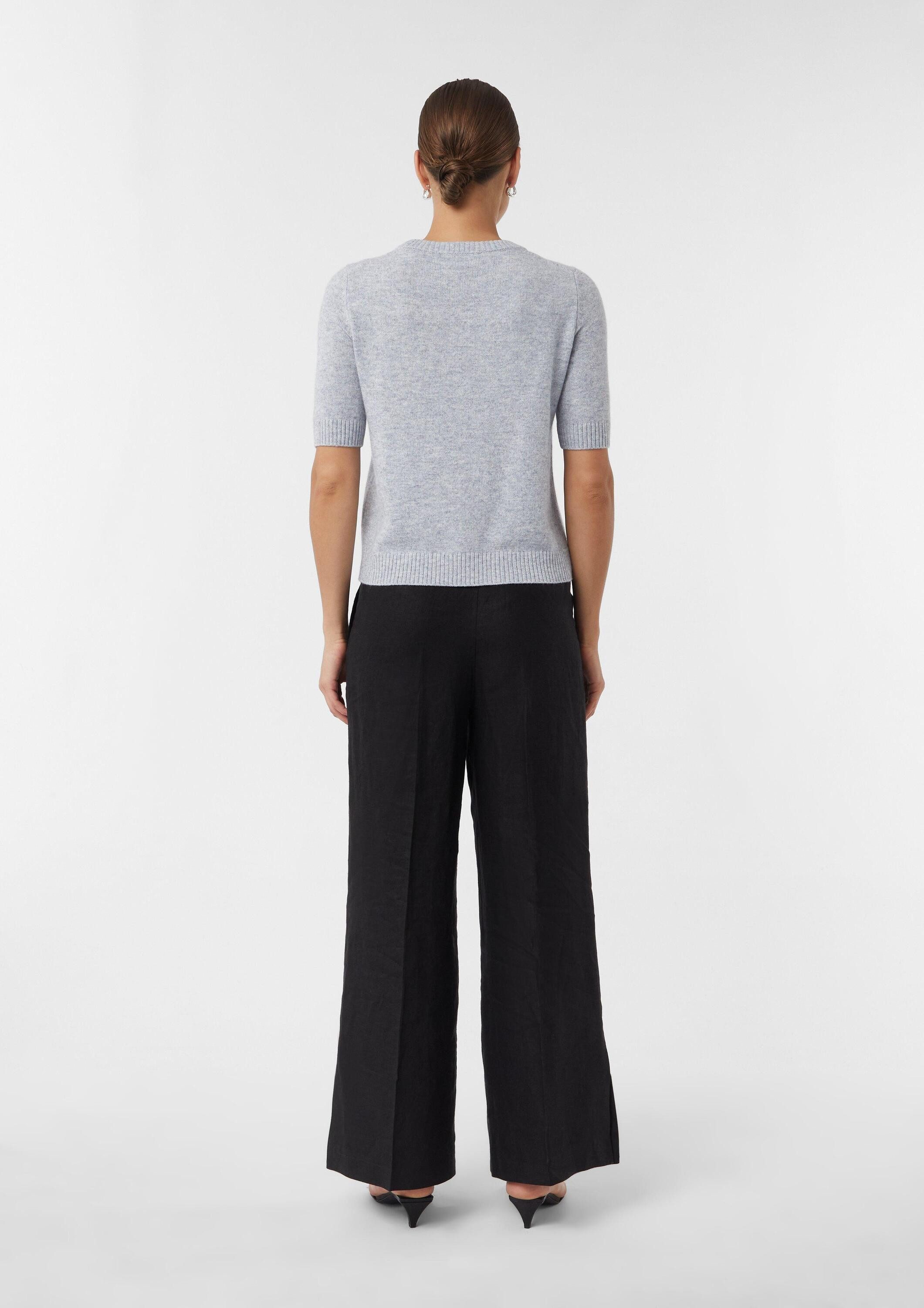 comma Kurzarmpullover Strickpullover Strickpullover aus Wollmix mit halblangem Ärmel