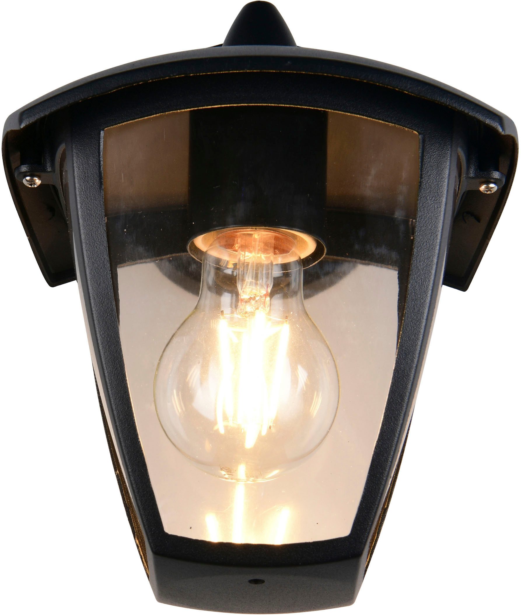 TRIO Leuchten Außen-Wandleuchte VENTA, Laterne Hauswand Fassadenbeleuchtung, exkl 1x E27 max 10W, IP44, Leuchtmittel wechselbar, warmweiß - kaltweiß, Wandlampe Laternen-Optik, abwärts gerichtet, Schirm Kunststoff