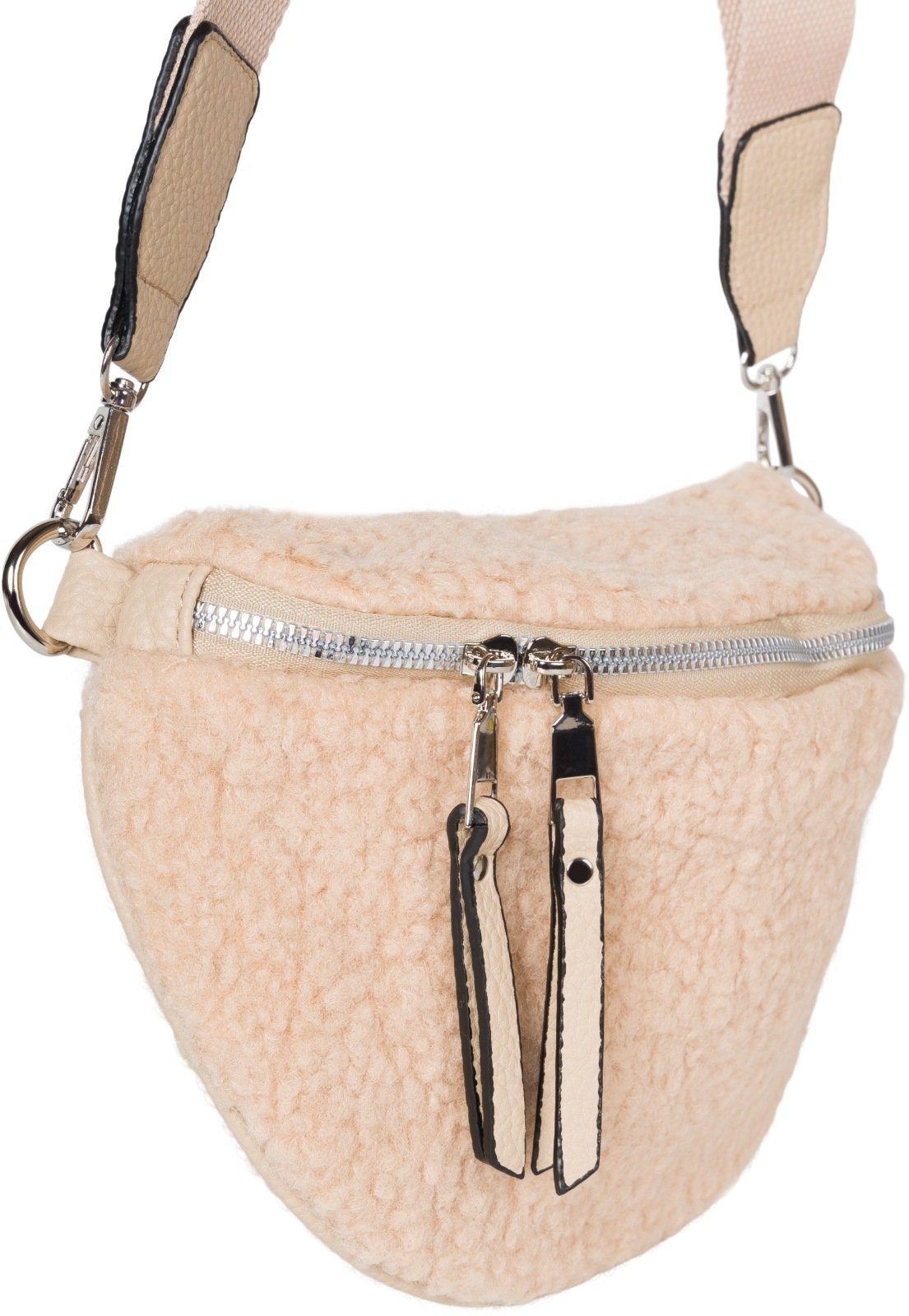 styleBREAKER Umhängetasche Teddyfell Halbmond Crossbody Bag günstig online kaufen