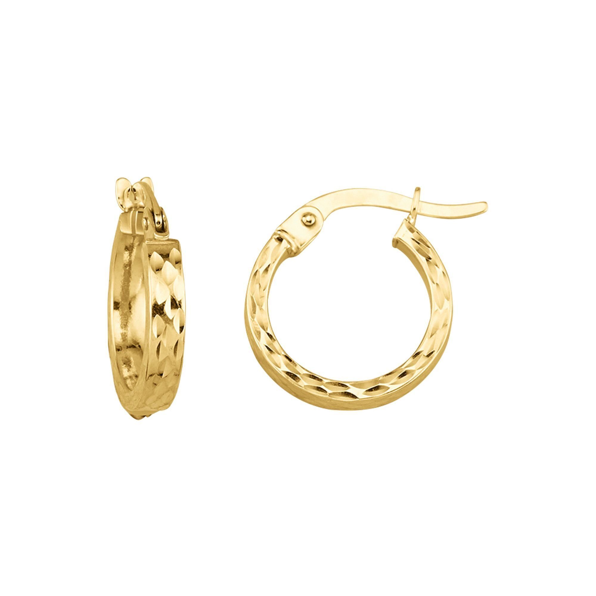 Fascination by Ellen K. Paar Creolen 375 Gelbgold glanz diamantiert