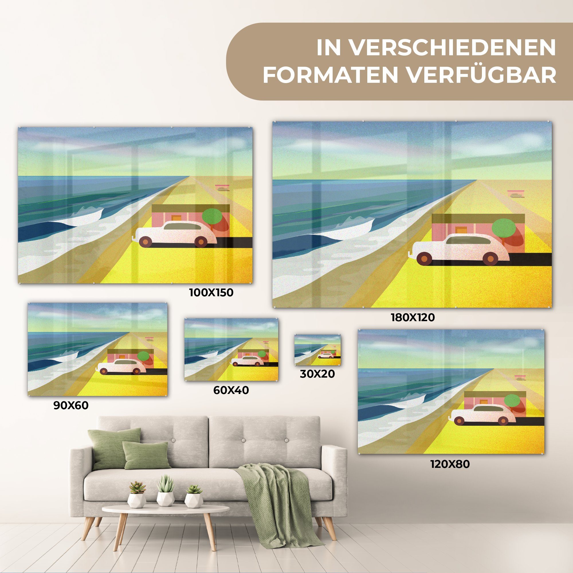 Acrylglasbild Schlafzimmer (1 Kunstwerk, am Meer Welle MuchoWow einer brechenden auf dem Acrylglasbilder Wohnzimmer Strandhaus & St), mit