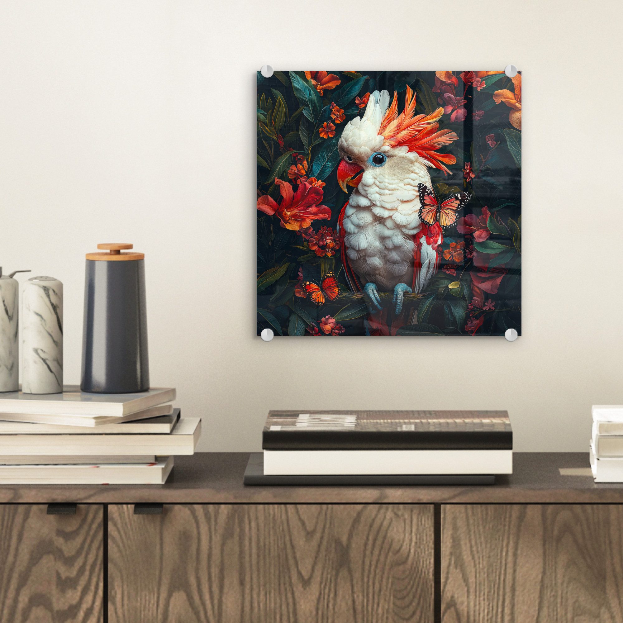 MuchoWow Acrylglasbild Kakadu - Schmetterlinge - günstig online kaufen