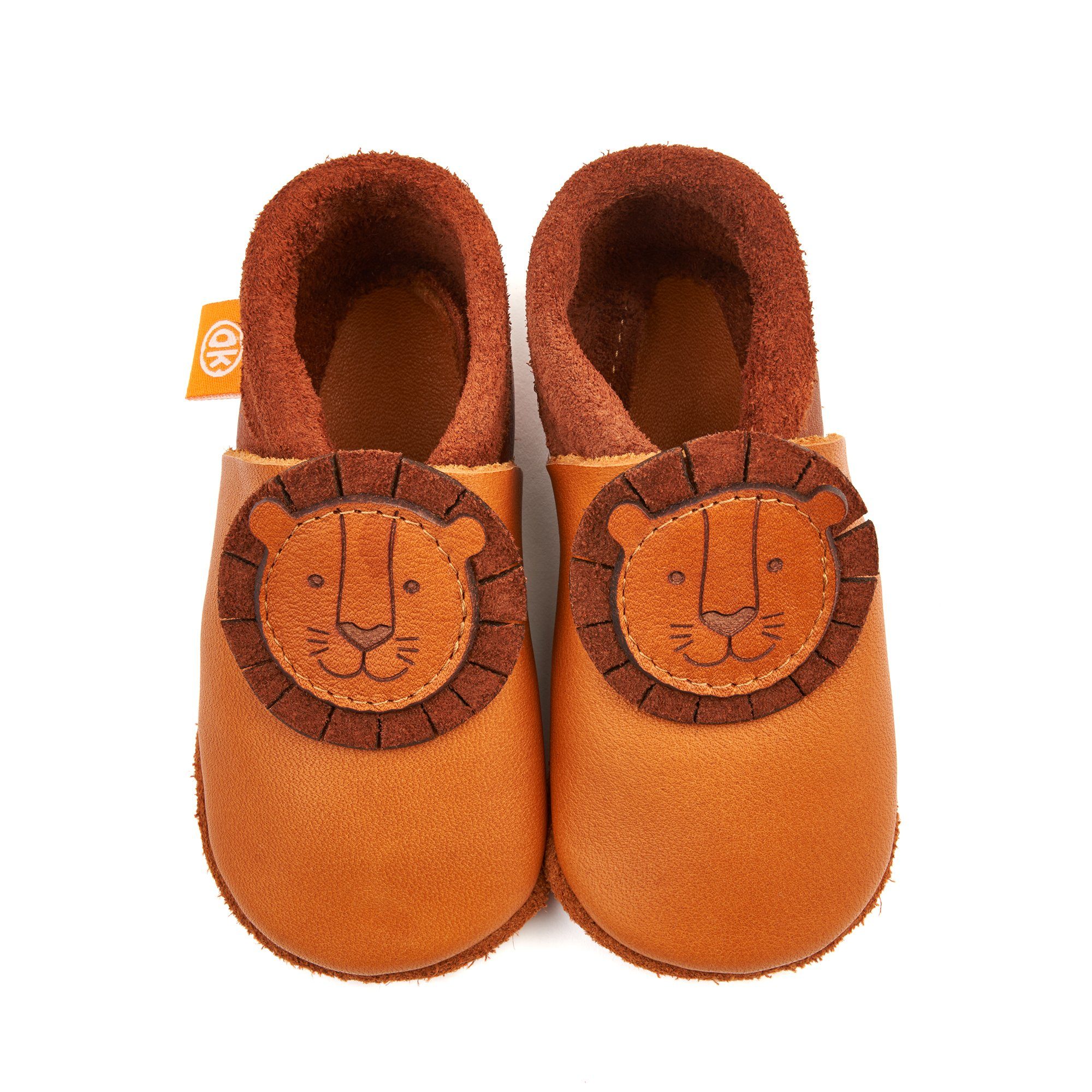 Orangenkinder® Leo der Löwe Baby Krabbelschuh pflanzlich gegerbtes Leder, Made in Germany, atmungsaktiv