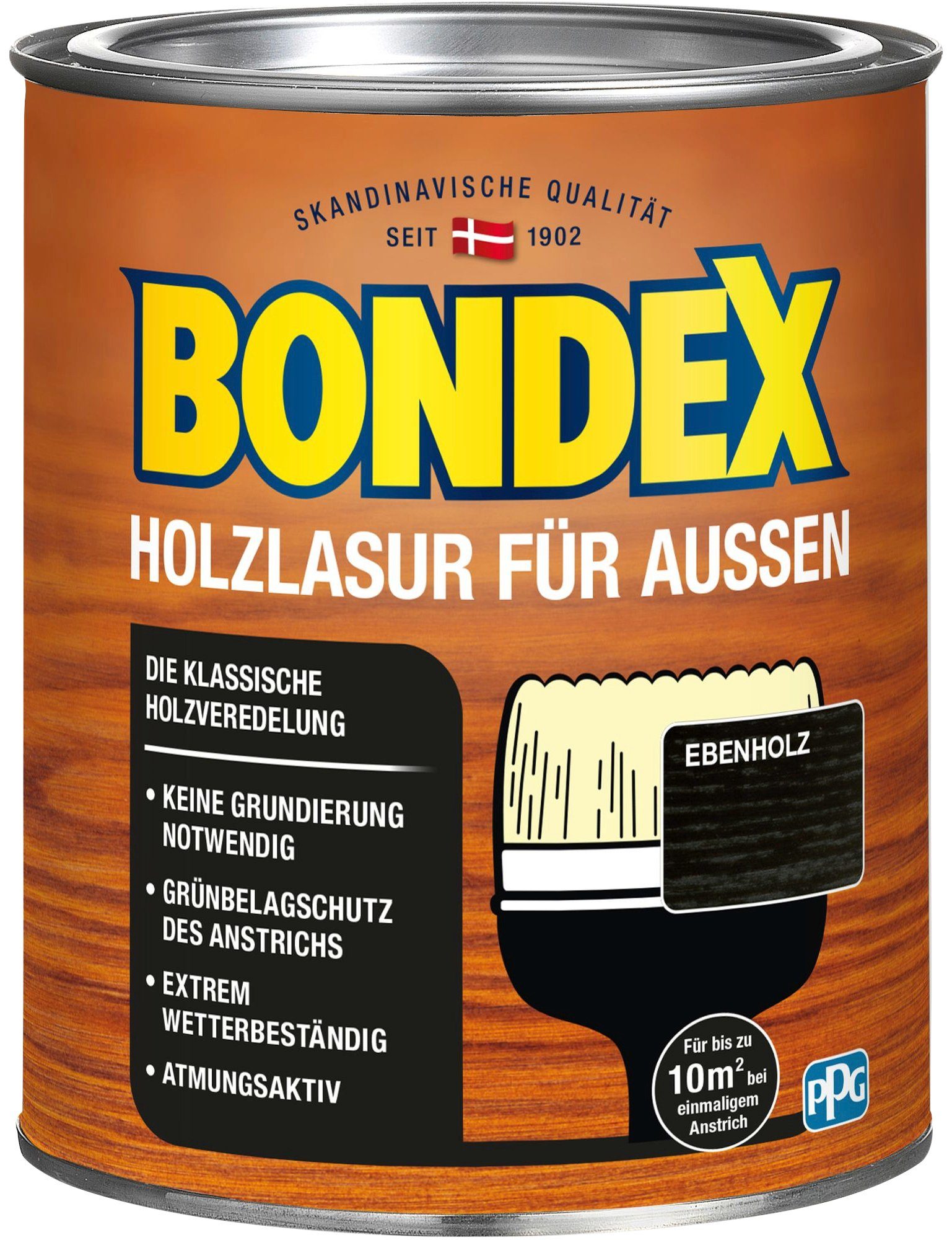 Bondex Holzschutzlasur HOLZLASUR FÜR versch. Holzverkleidung, AUSSEN, Ebenholz Farbtönen in atmungsaktiv, Wetterschutz