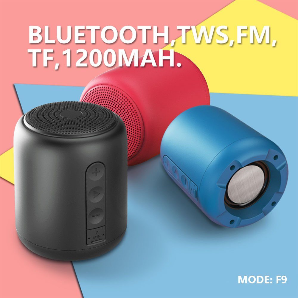 Stunden 15 Mini-Kompaktlautsprecher Bluetooth-Lautsprecher mit Klang Spielzeit, MOUTEN rot tollem