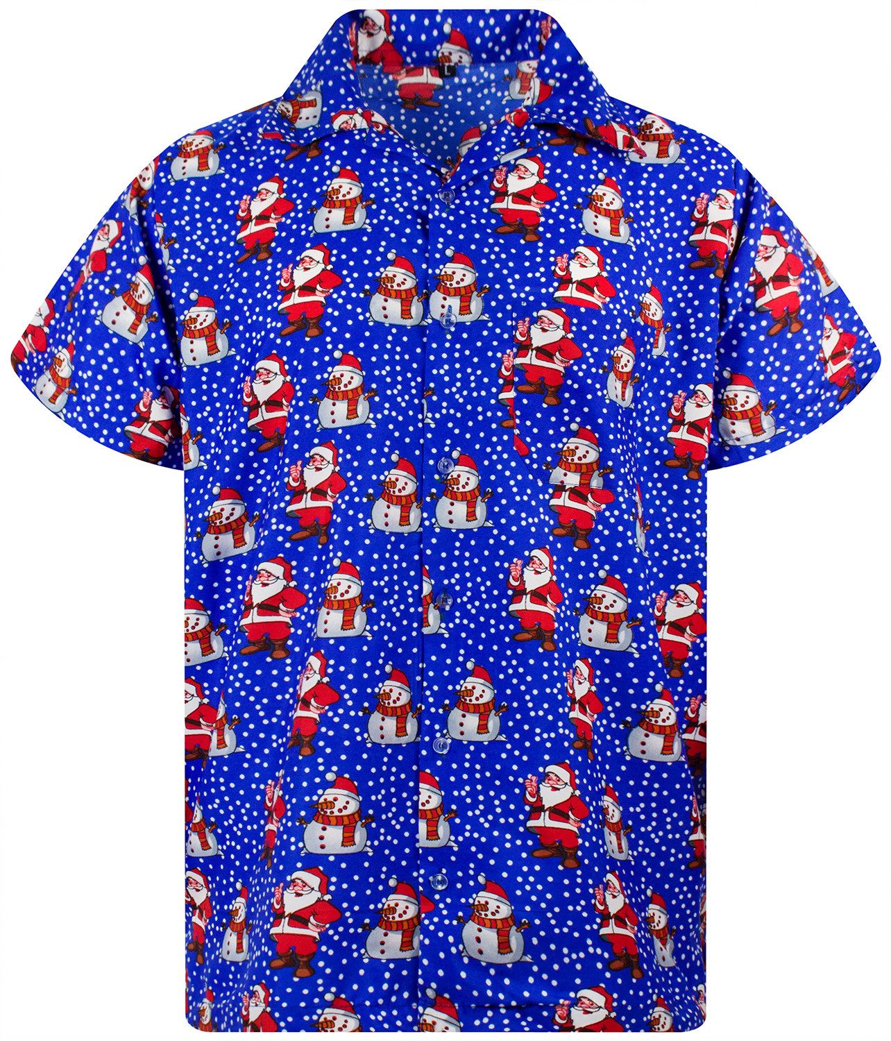 King Kameha Hawaiihemd Christmas Santa Likes Funky Hawaii-Hemd Kurzarm Front-Tasche Unisex