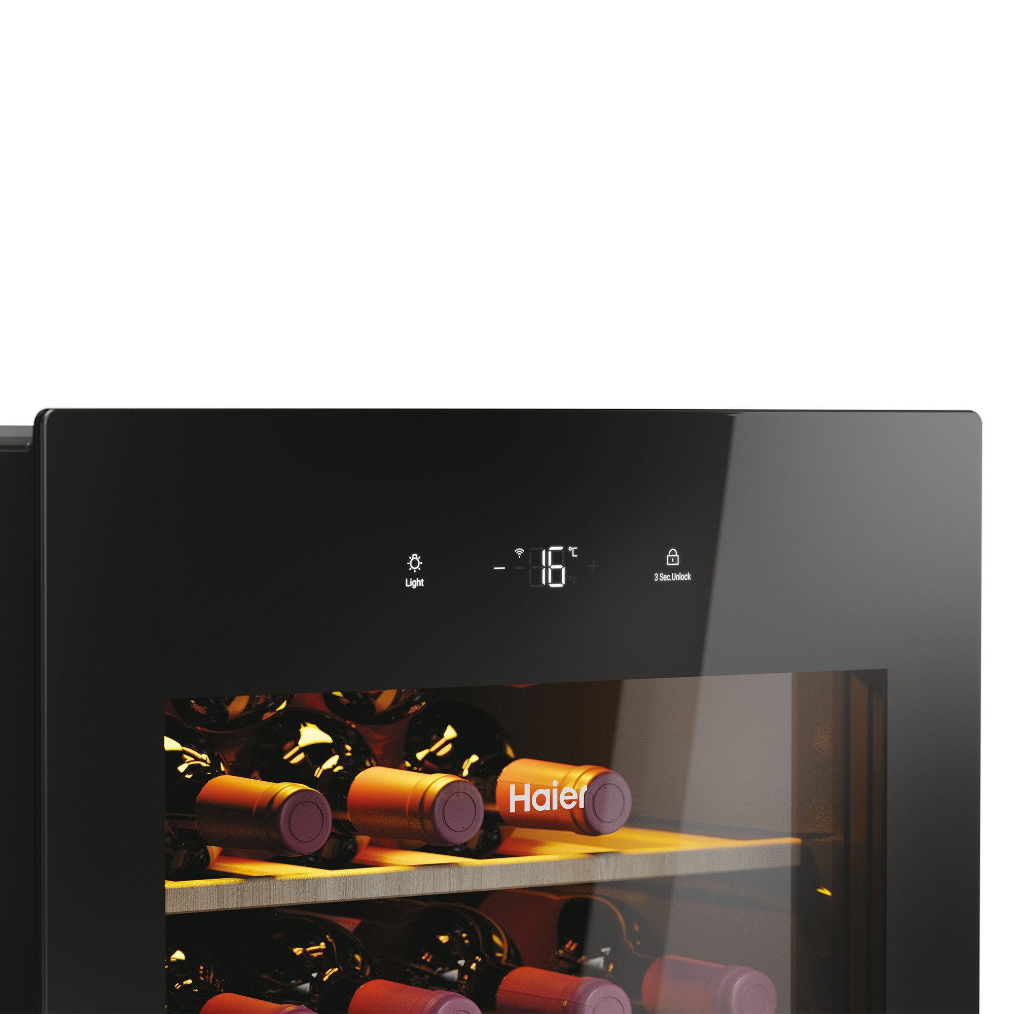 Haier Weinkühlschrank HWS58GGH1, für 58 Standardflaschen á 0,75l,58 Flaschen, Wifi/hOn App, Holzablagen, UV undurchlässig – Bild 5 von 5