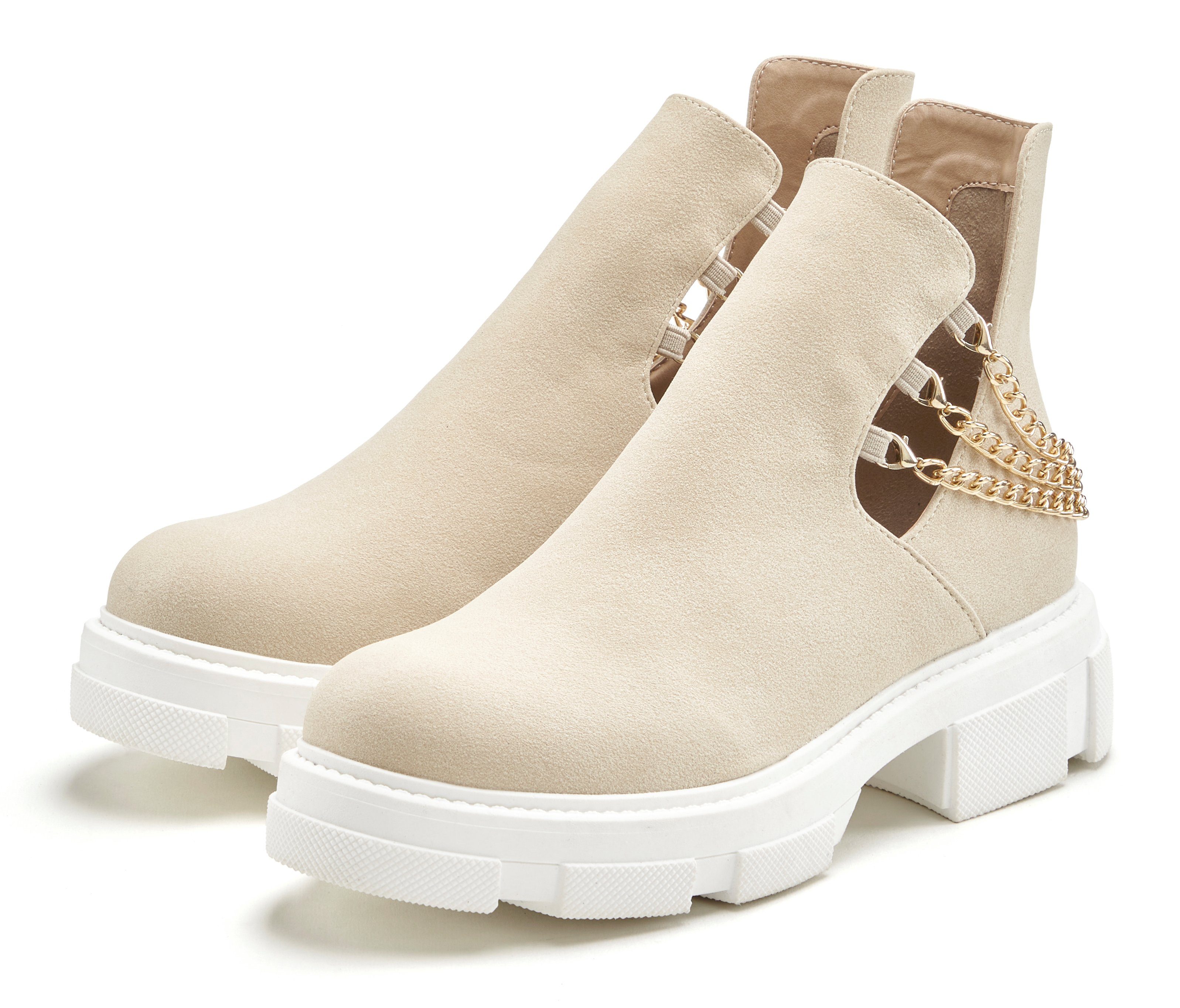LASCANA Chelseaboots mit modischem Ketten-Detail, Ankle Boots, Stiefelette günstig online kaufen